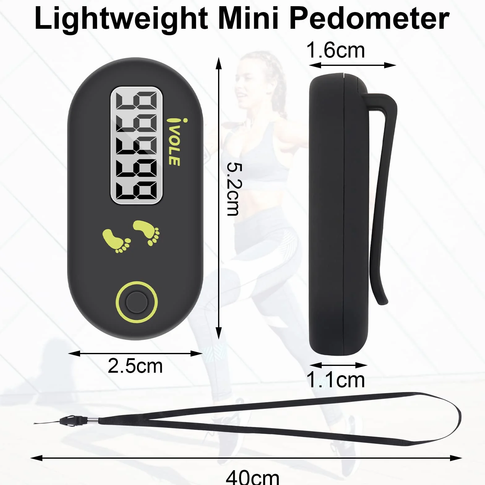 Czemo Mini Podomètre avec Lanière, Podomètre Portable pour Suivi des Pas et Distance