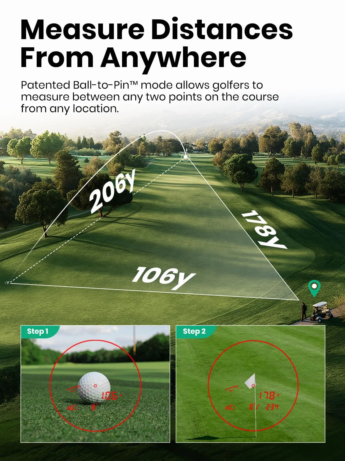 Télémètre de Golf G1 MilESEEY, Tactile & GPS avec Pente, 43000+ Courses, Verrouillage Drapeau 0.1s, 6X