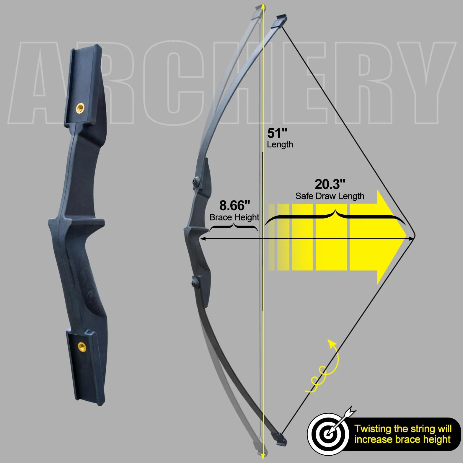 Ensemble de tir à l'arc D&Q 30 LB 40 LB Droit Durable pour Débutant Adulte Plein air