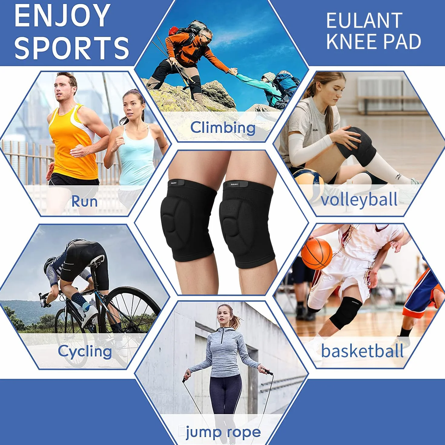 EULANT Genouillères Volley Ball Anti-collision Douce Protege Genoux Sport pour Handball Basket-ball
