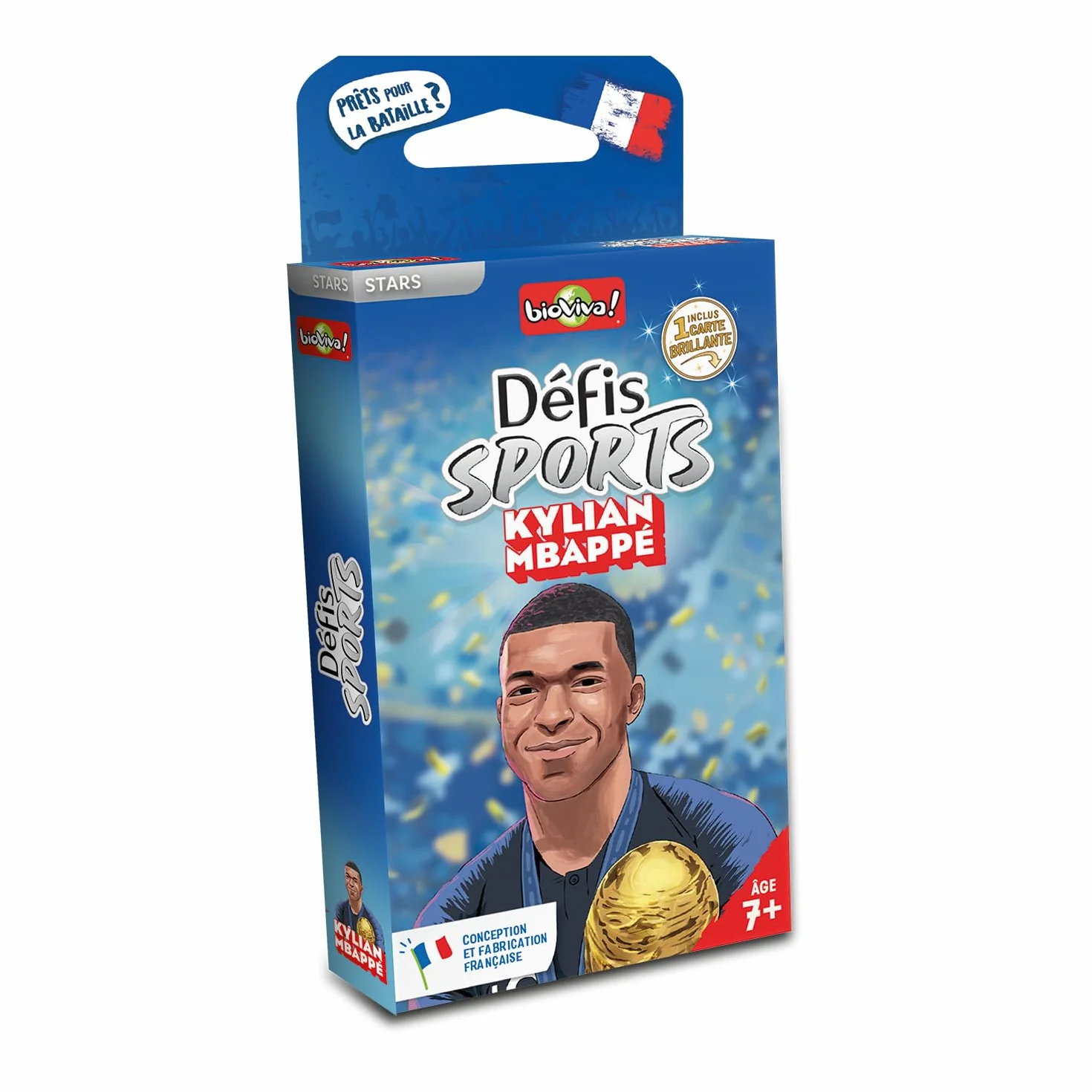 Bioviva Défis Sports Kylian Mbappé Jeu de Cartes Enfant Bataille Thème Foot 7 Ans 2-6 Joueurs Fabriqué en France