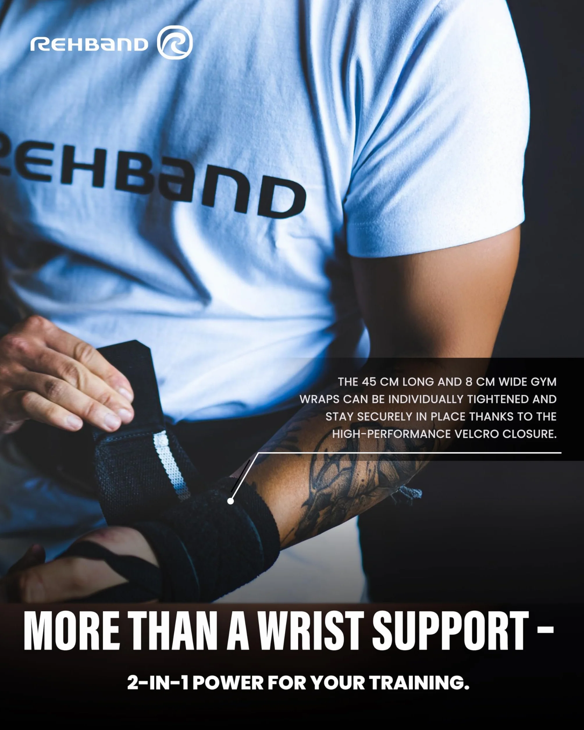 Rehband Protège Poignet, Support Poignet, Crossfit, 1 Paire Unisexe, Carbon/Noir, Taille Unique