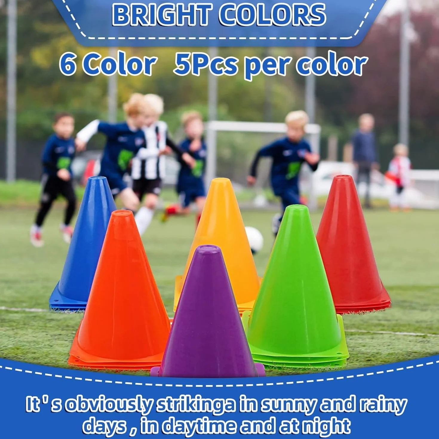 Cônes de Signalisation 30 Pièces 19CM Marqueur d'Entraînement de Football en Plastique pour Basket-Ball