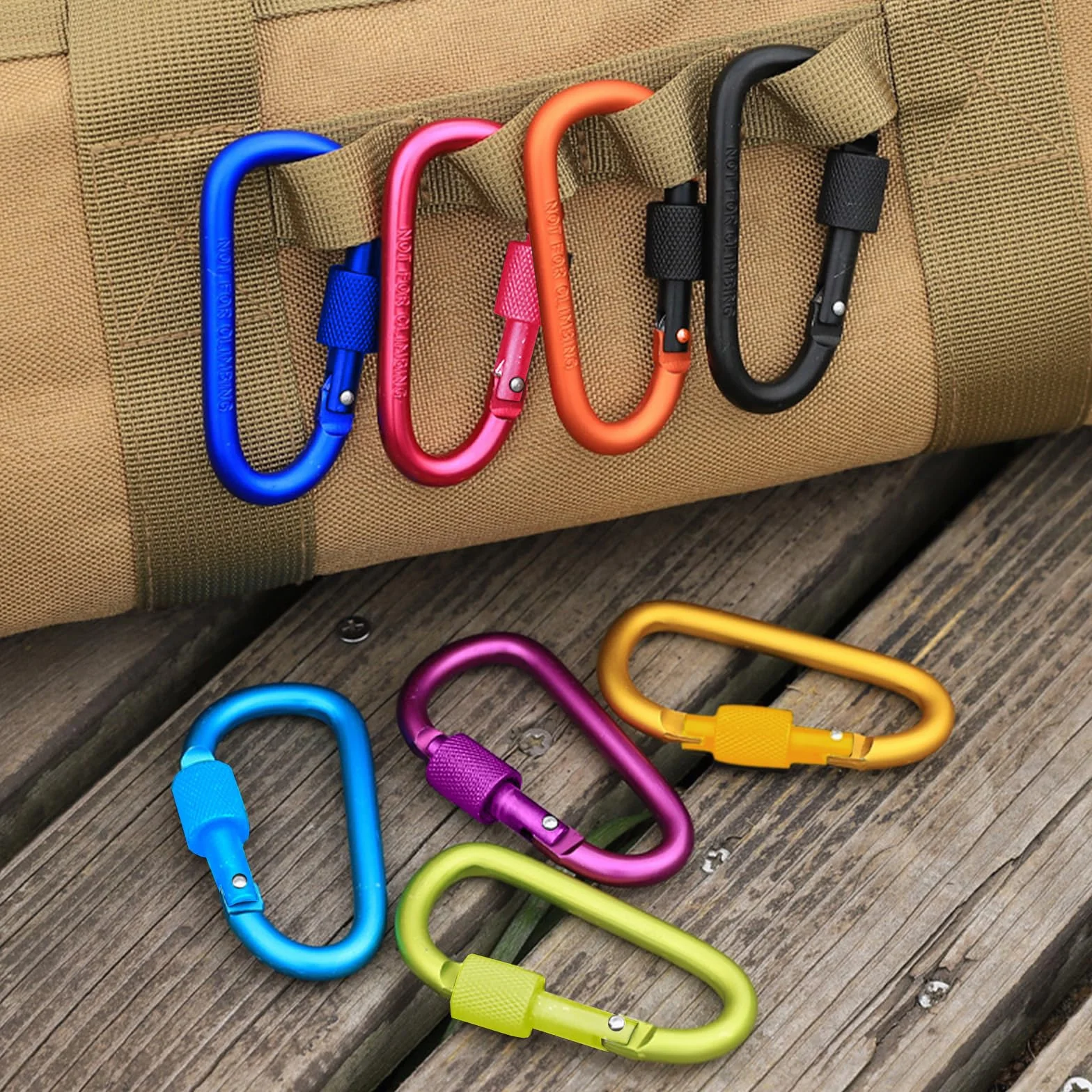 Flintronic Lot de 10 Mousquetons en Aluminium, Mousqueton à Ressort en Forme D pour Camping