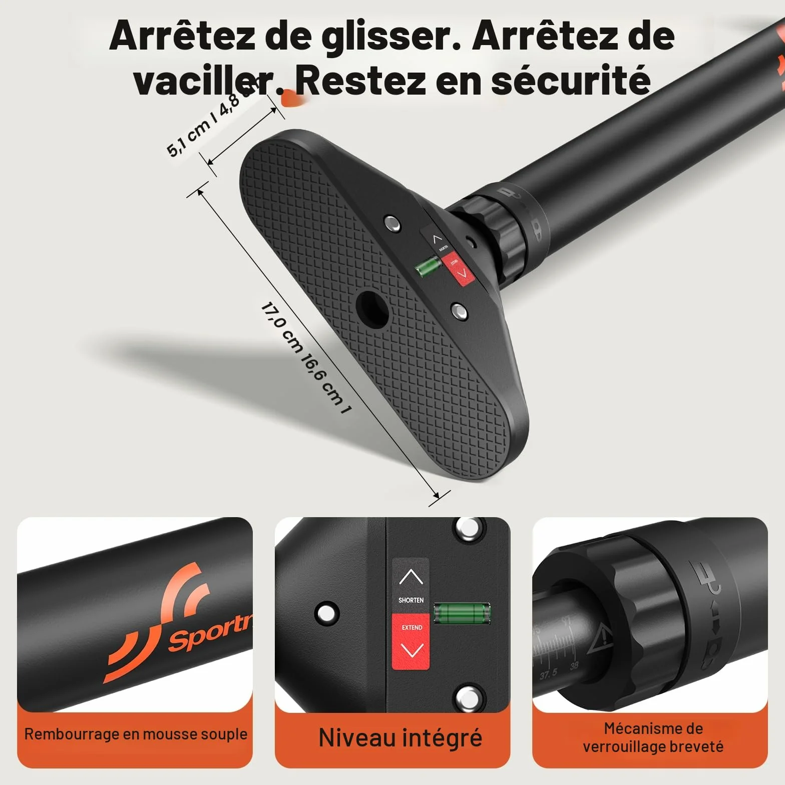 Sportneer Barre de Traction pour Porte sans vis réglable 75-94 cm 200 kg