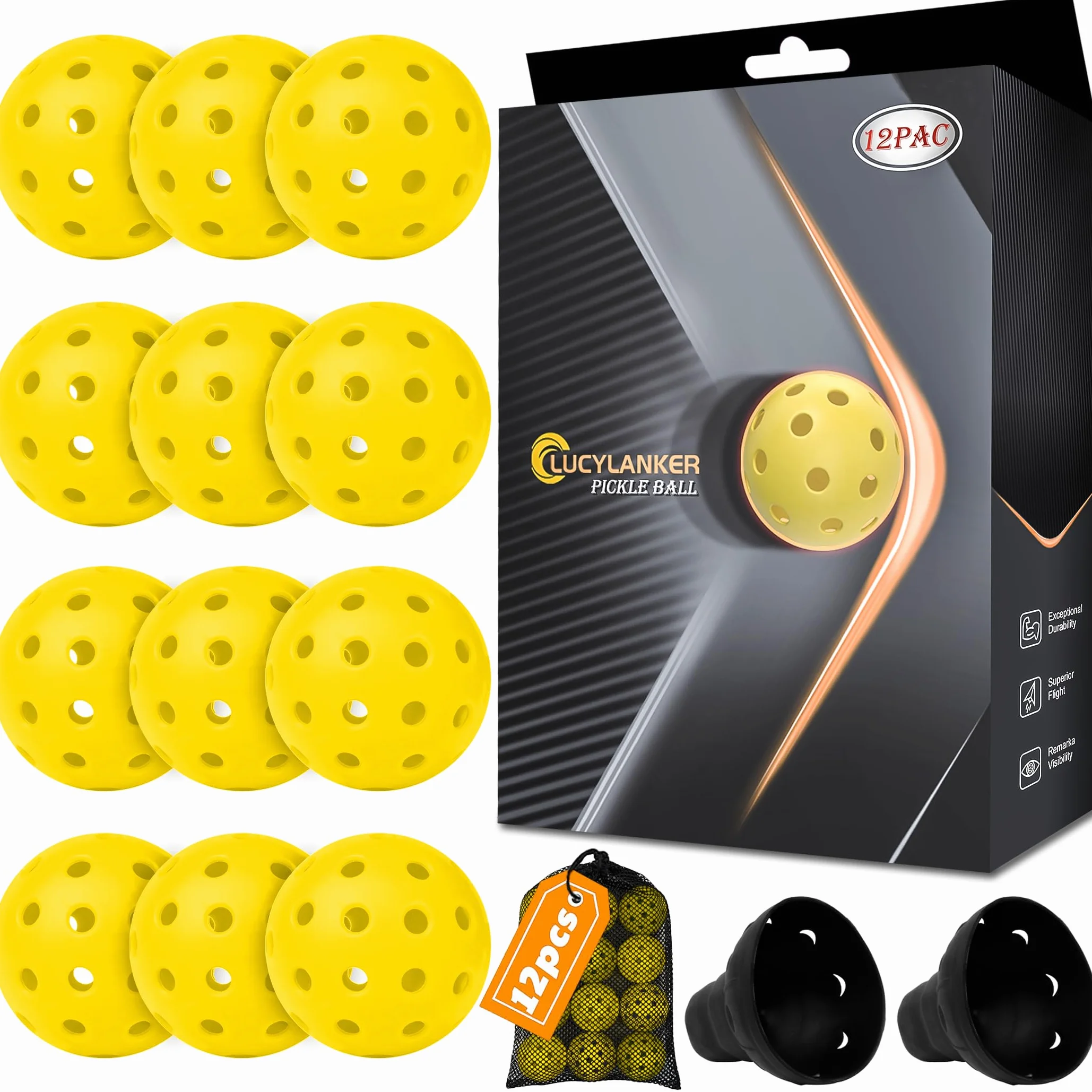 Balles de Pickleball d'Extérieur 40 Trous Rebond Élevé Durables
