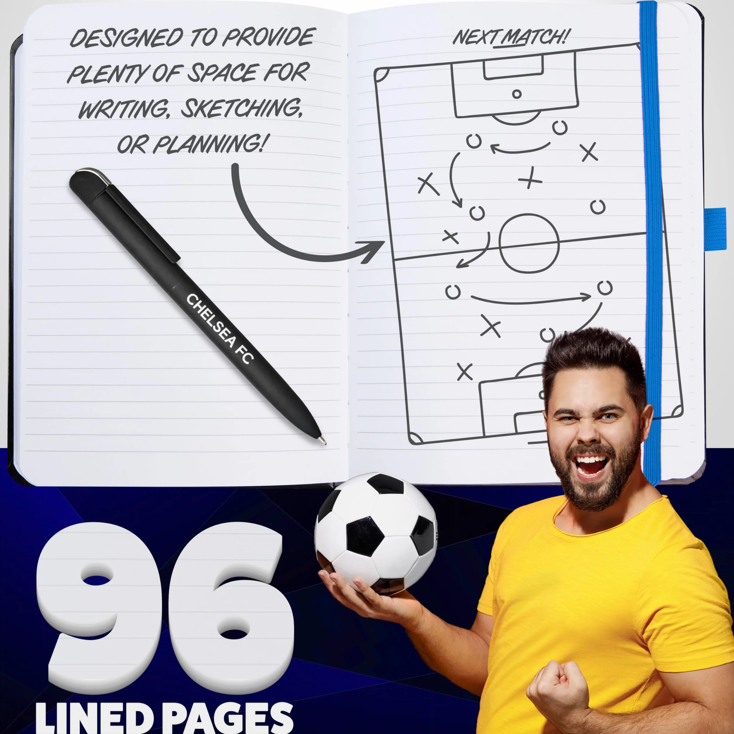 Chelsea F.C. Ensemble de papeterie carnet ligné stylo bille fournitures bureau