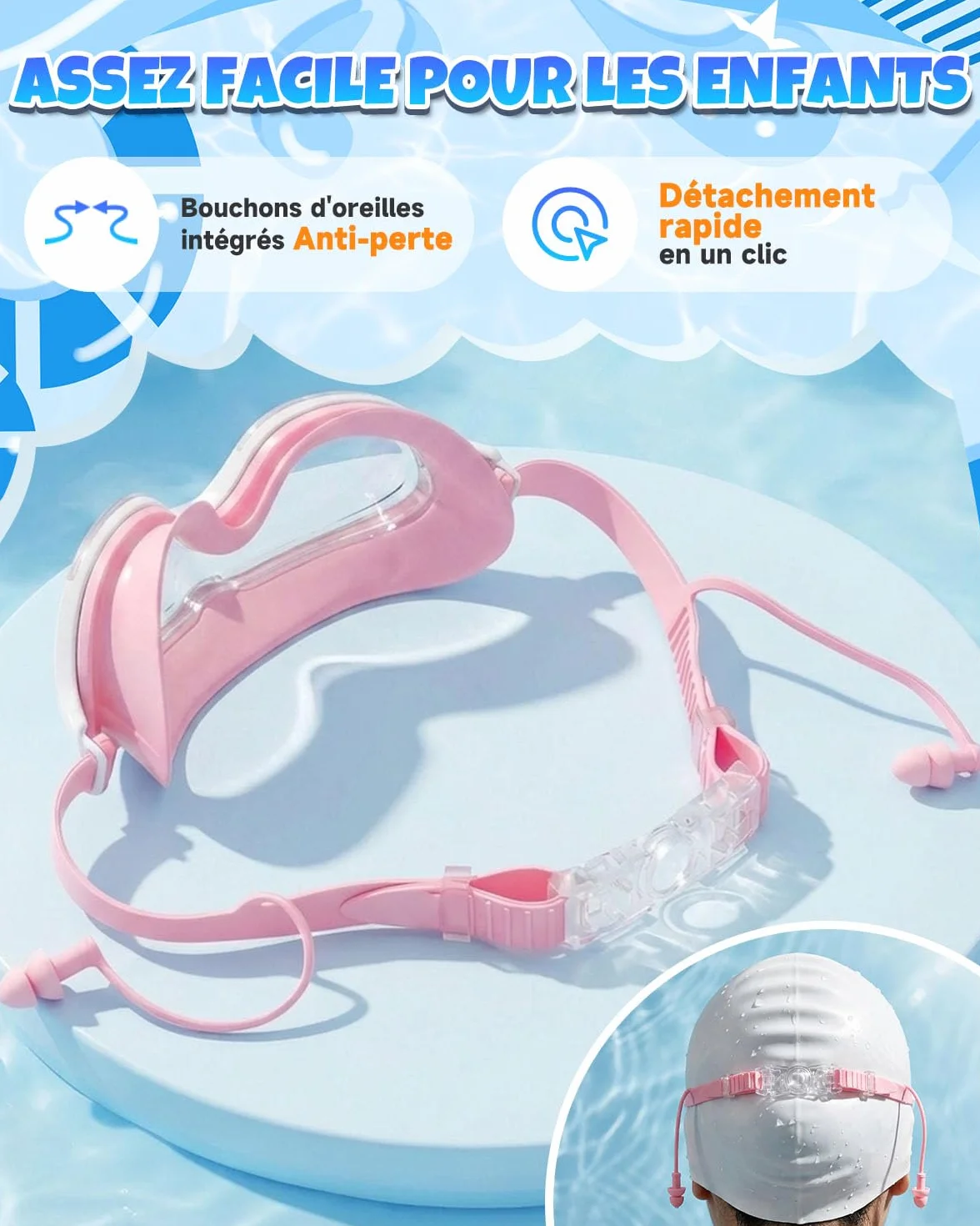 Zoomsnail Lunettes de Piscine Enfant 2 Pack, Anti-Buée, Silicone, Étanche