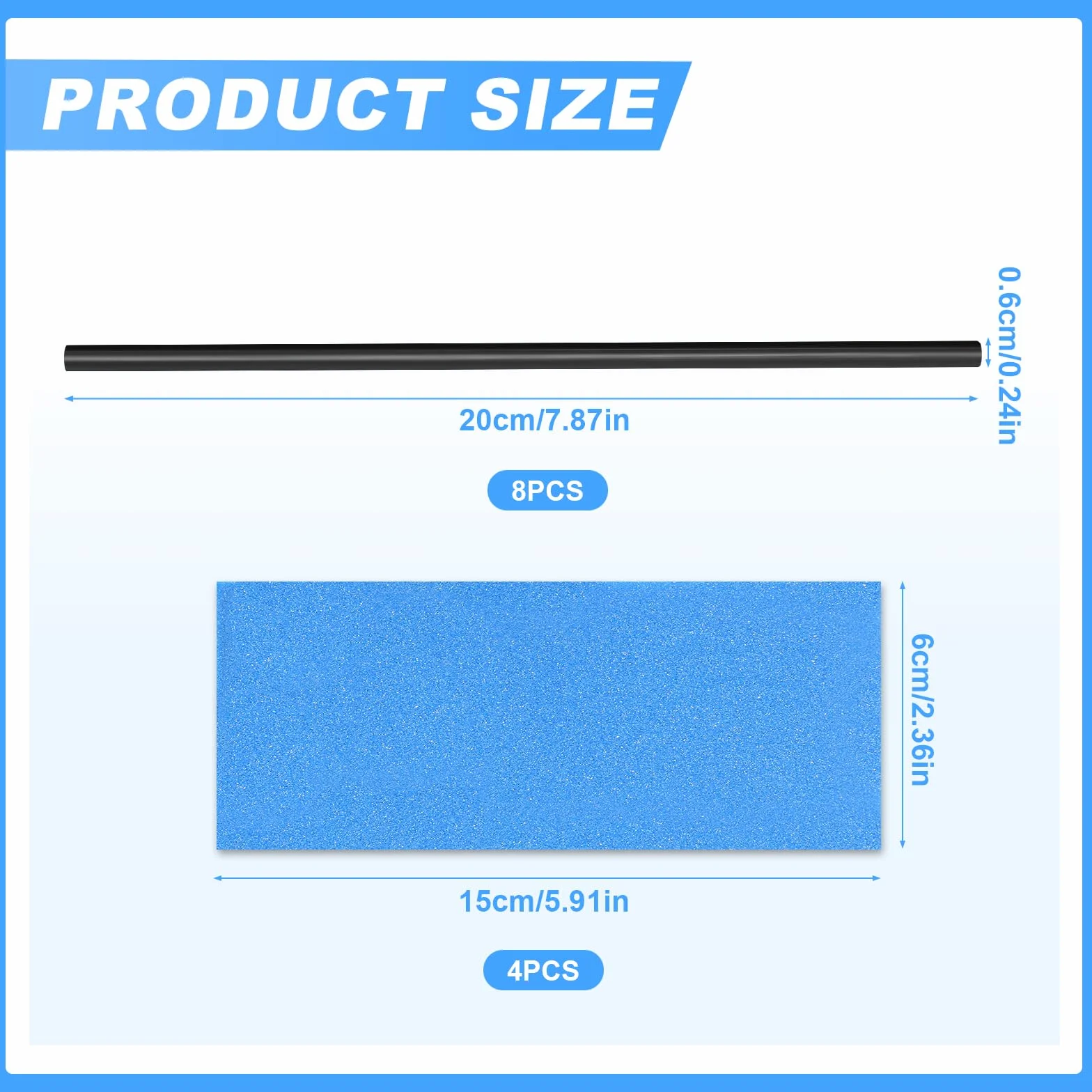 Kit de Ptex Snowboard Repair 8pcs, Outils pour Entretien de Ski P-Tex 6mm avec Papier de Verre 4 Structures Noir