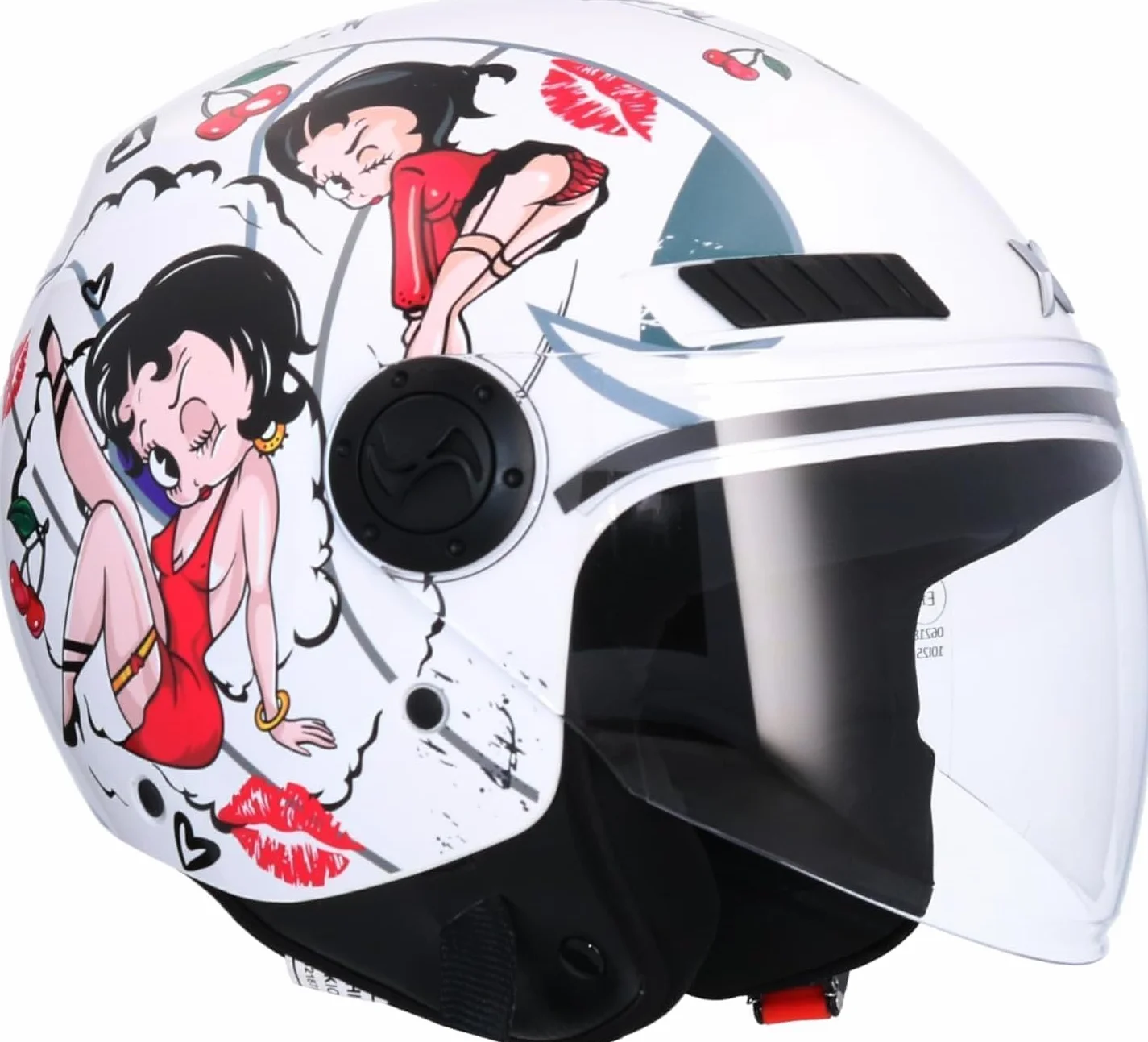 Casque Moto Shiro BYUP ECE La Betty Blanc Taille S (55/56) pour Homme Femme