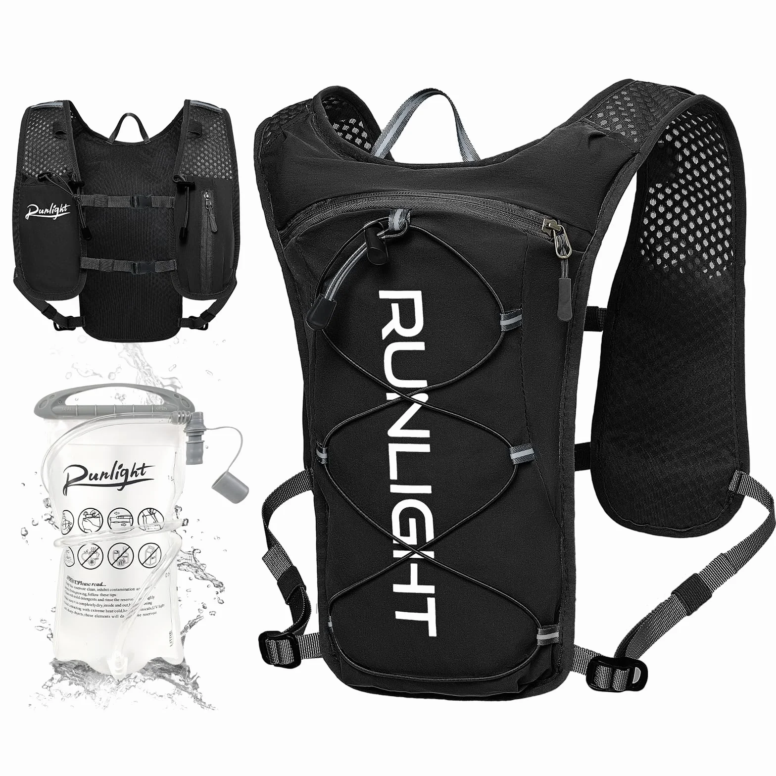 Runlight Gilet de course homme femme hydratation 1500 ml sangles réglables