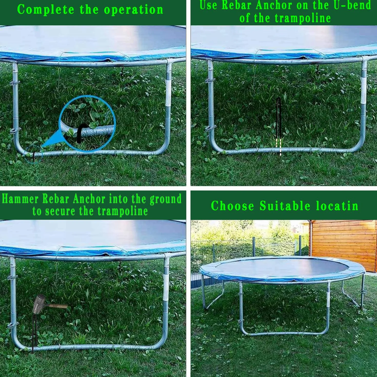 Piquets de Sol en Forme de U 30 cm pour Tente Trampoline Clôtures Camping