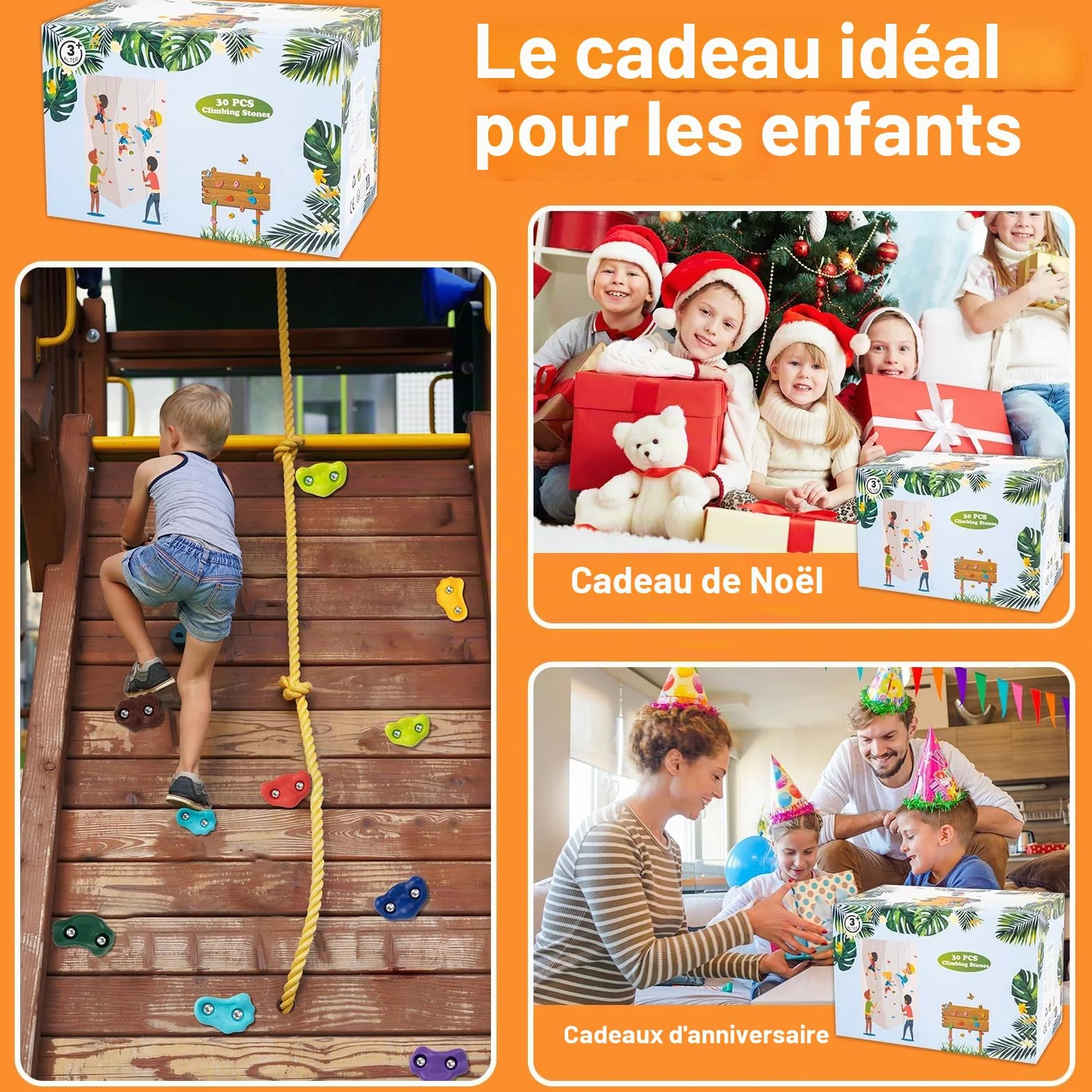 Pierres d'escalade Enfants pour Tours de Jeux et Murs d'escalade, Ensemble de Prise Escalade 10 Couleurs
