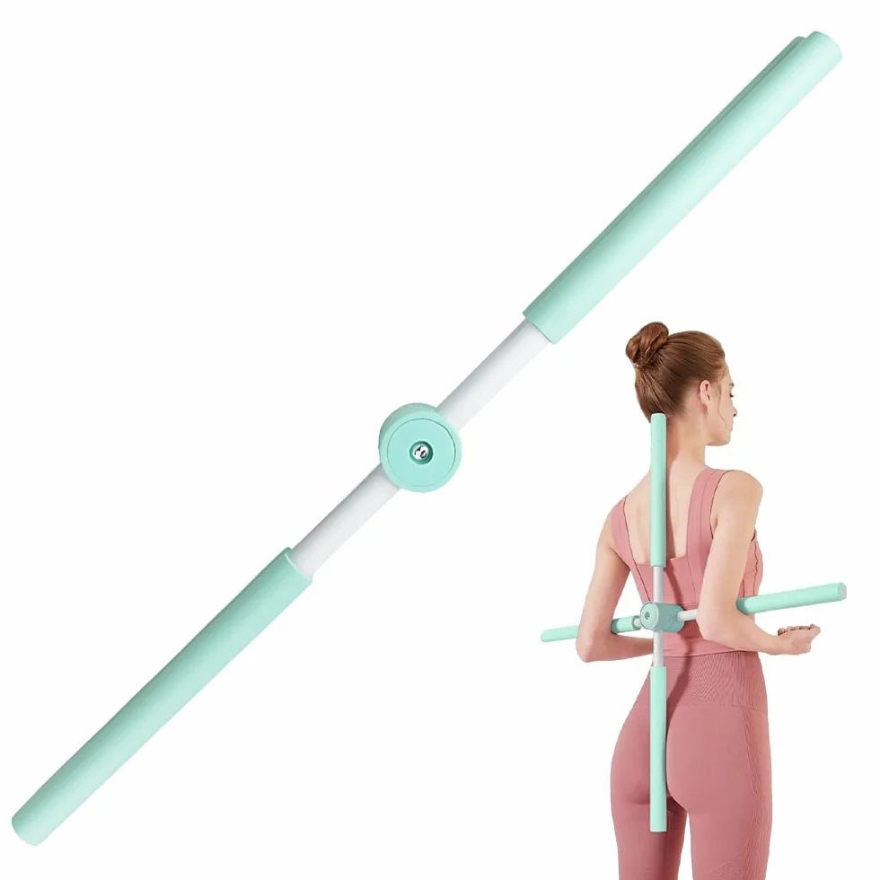 Barre de Yoga 360° Rotation Bâton Pilates pour Correction de Posture et Étirements