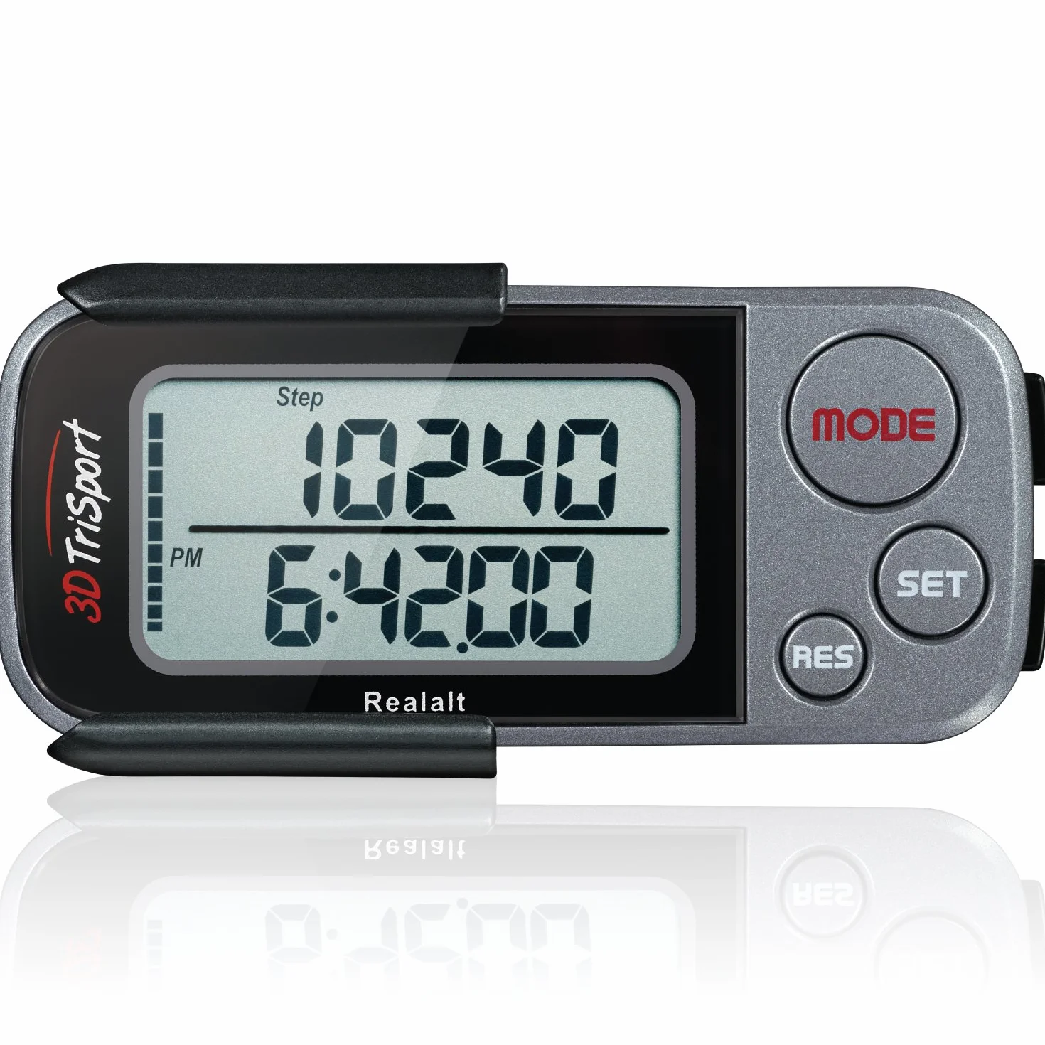 Realalt 3DTriSport 3D Pedometer, Accurate Step Counter with Clip and Strap
