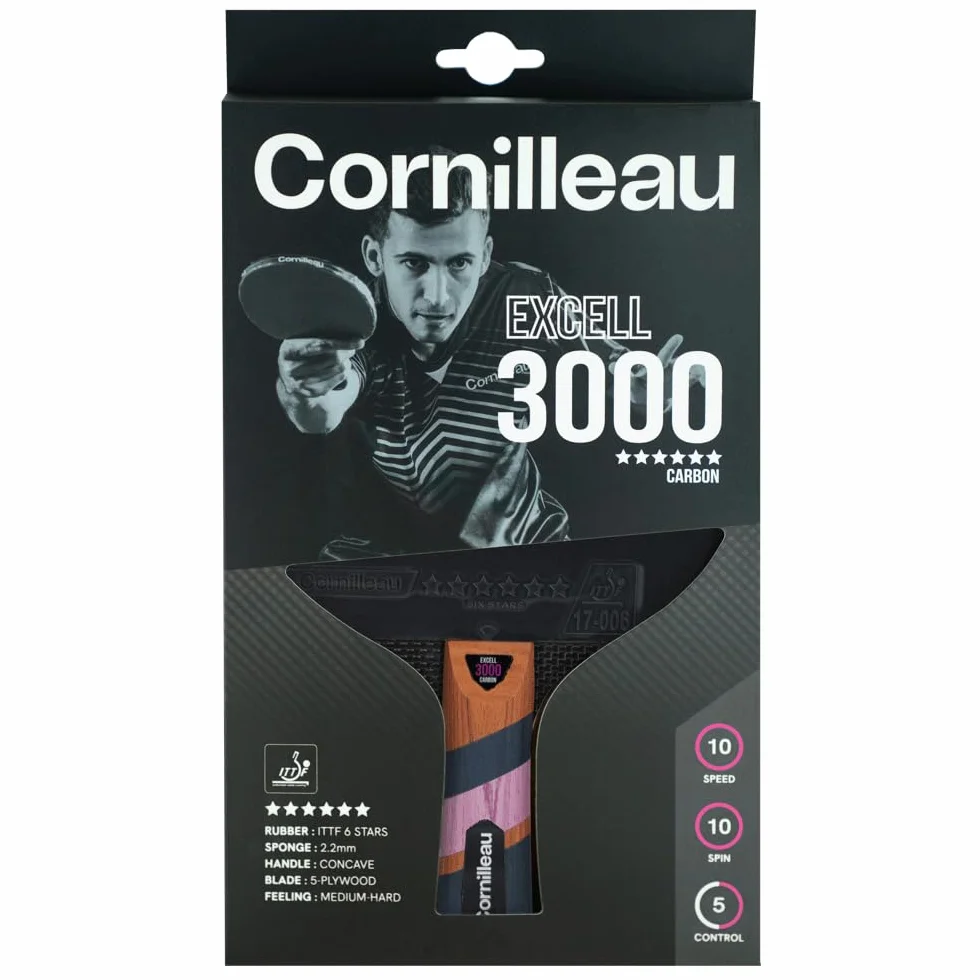 CORNILLEAU Excell 3000 Carbon Raquette de ping Pong Off+ ITTF 6 étoiles