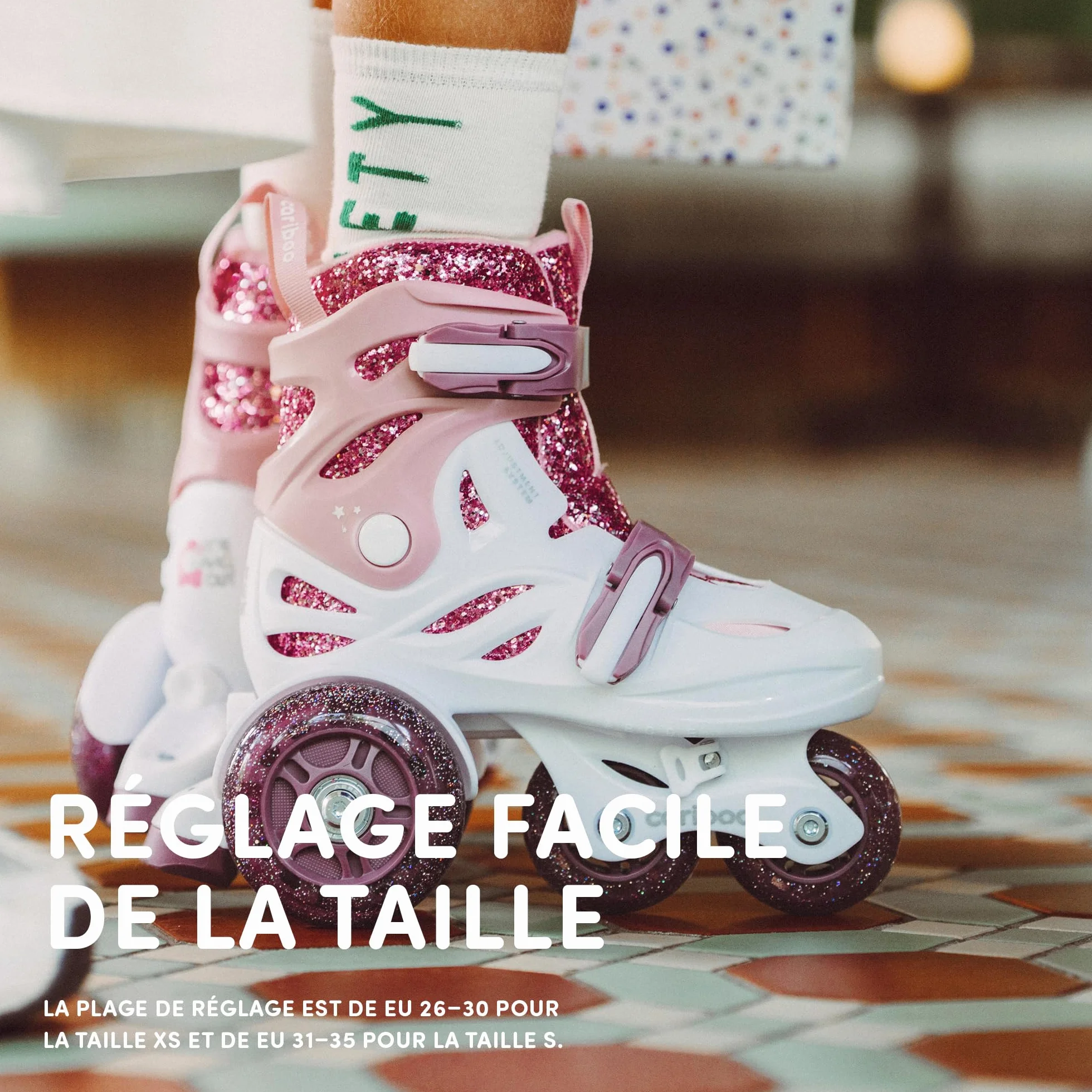 Cariboo Patins À Roulettes Enfants Taille Ajustable Rollers Débutants Roues Paillettes Ballerina
