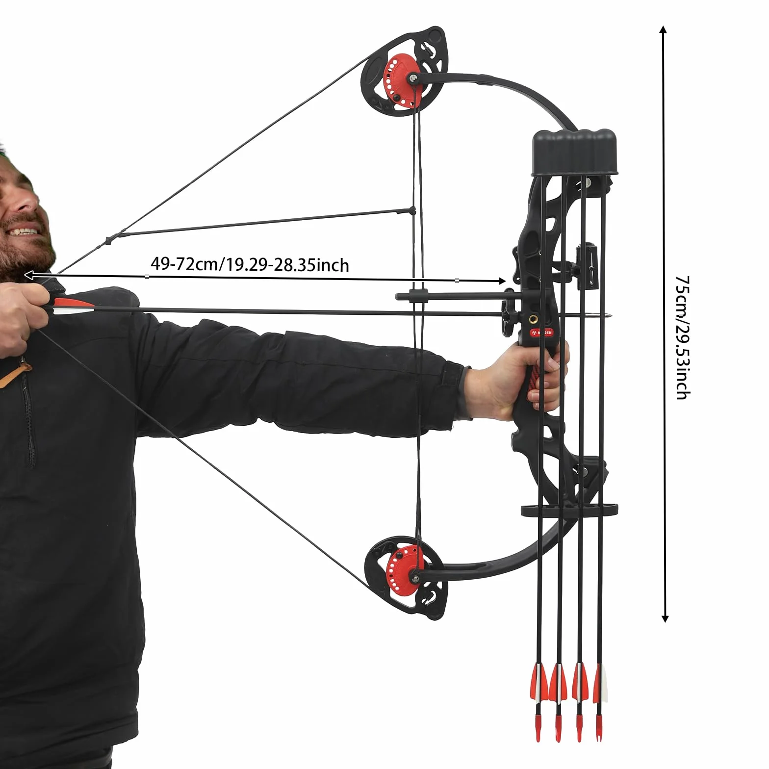 Kit d'Arc à Poulies avec 12 Flèches 16-29 LB Viseur Protège-Bras pour Tir Chasse Adulte