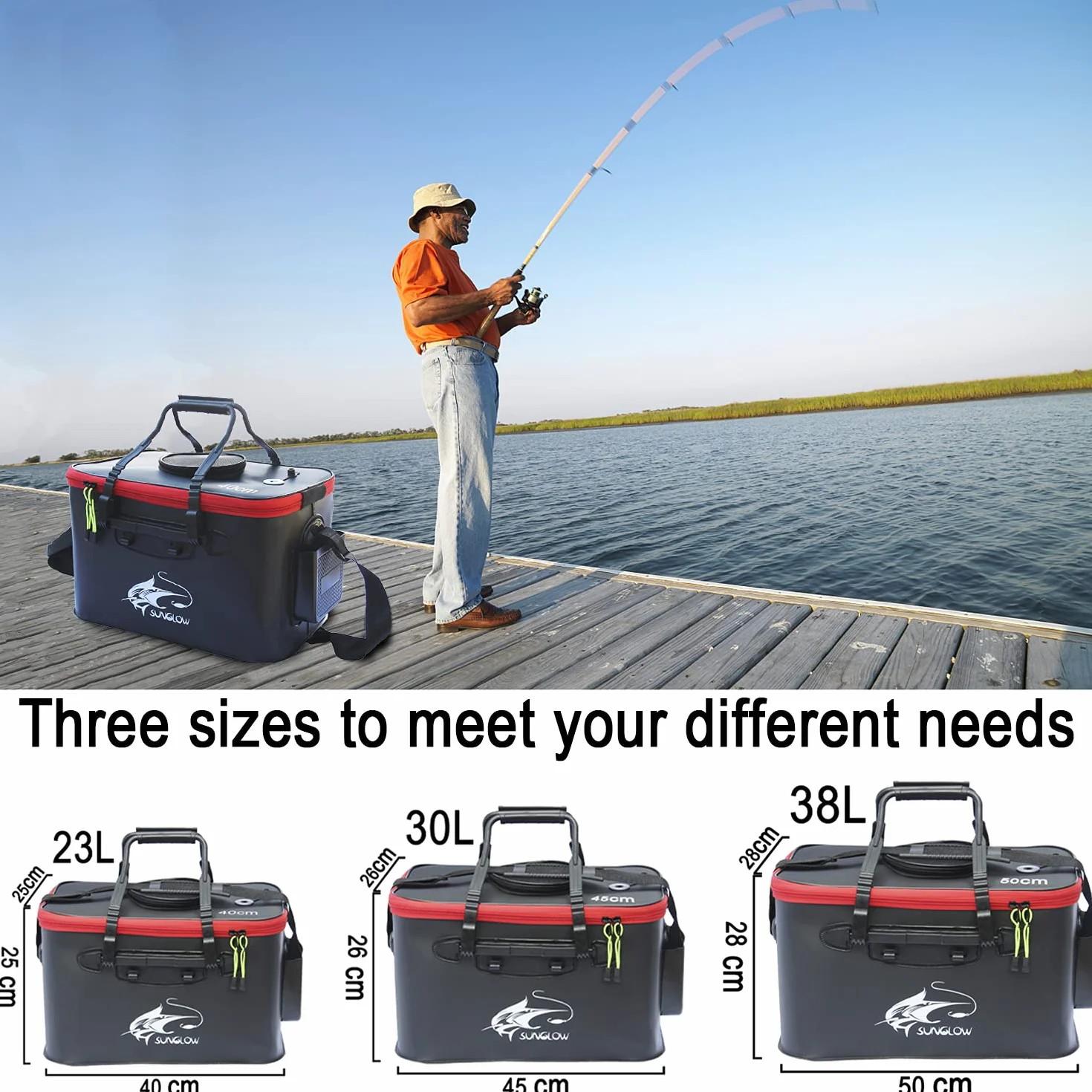 Seau de pêche pliable en EVA pour poisson vivant, sac de protection pour camping extérieur