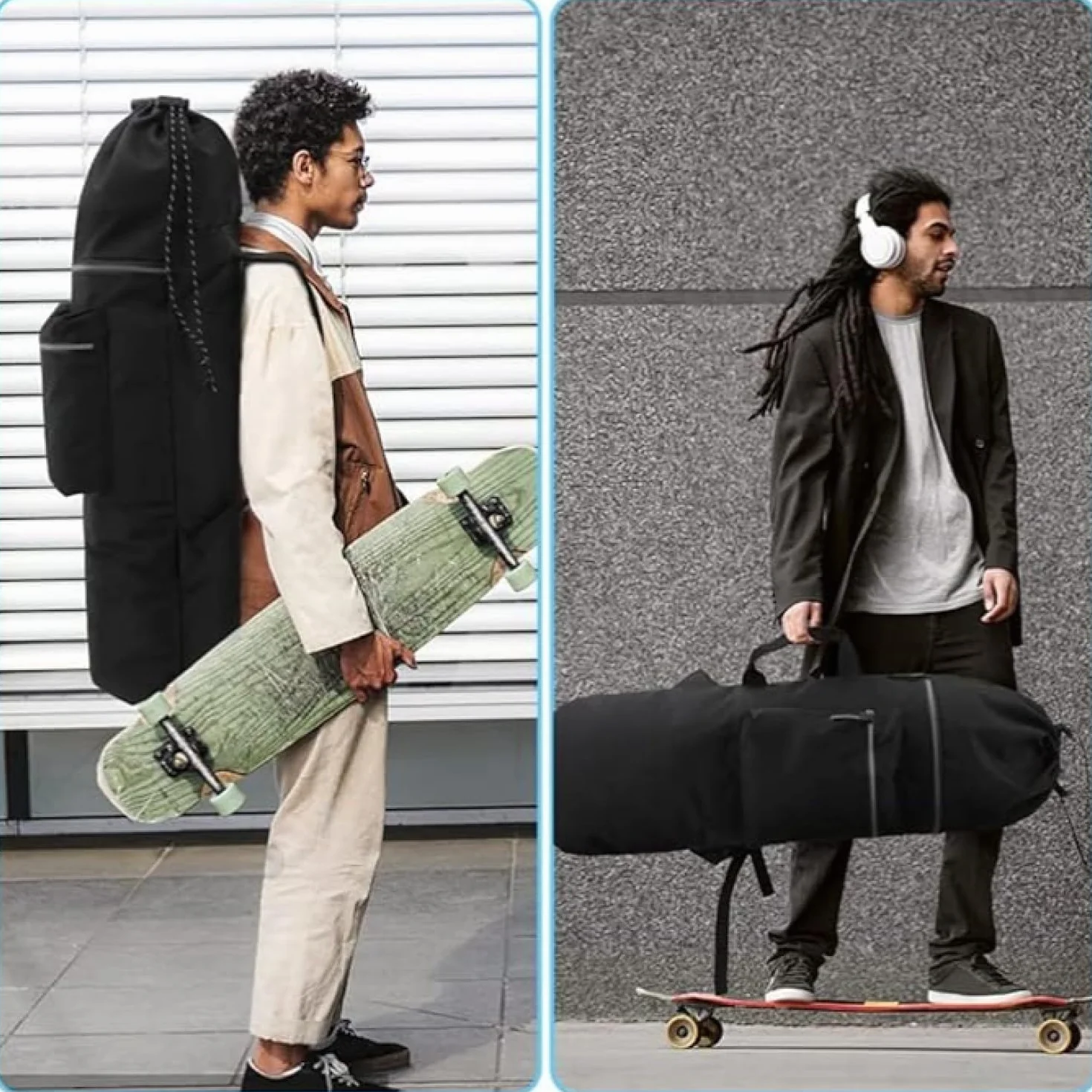 Sac de transport étanche pour skateboard et longboard avec fonction sac à dos