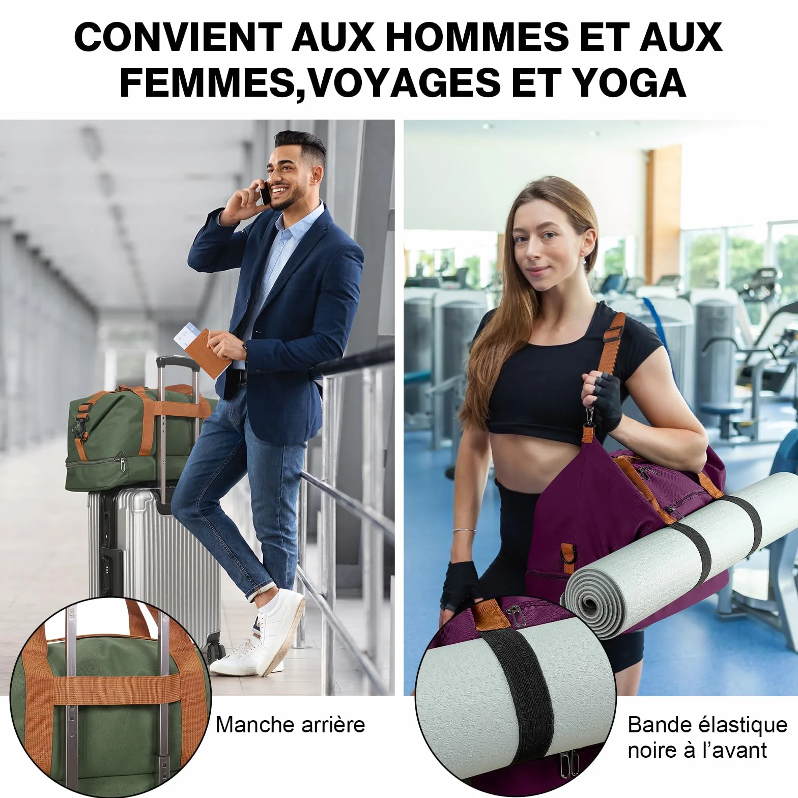 Sac de Weekend Homme Imperméable 32,2 L, Grand avec Compartiment à Chaussures Poche Humide, Bleu