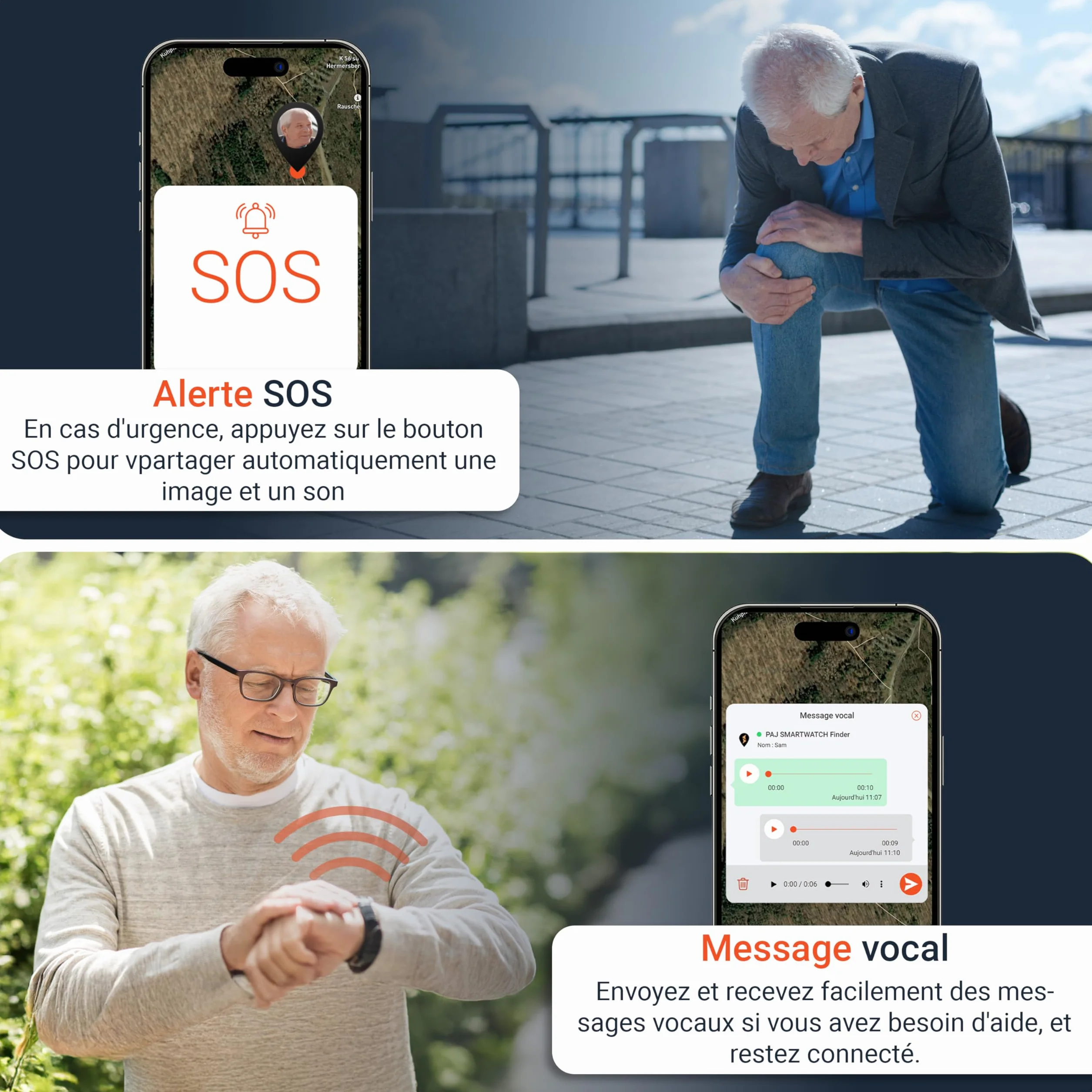 PAJ Smartwatch Finder 4G Montre GPS Enfants Seniors Appel Localisation Temps Réel SOS Caméra Étanche
