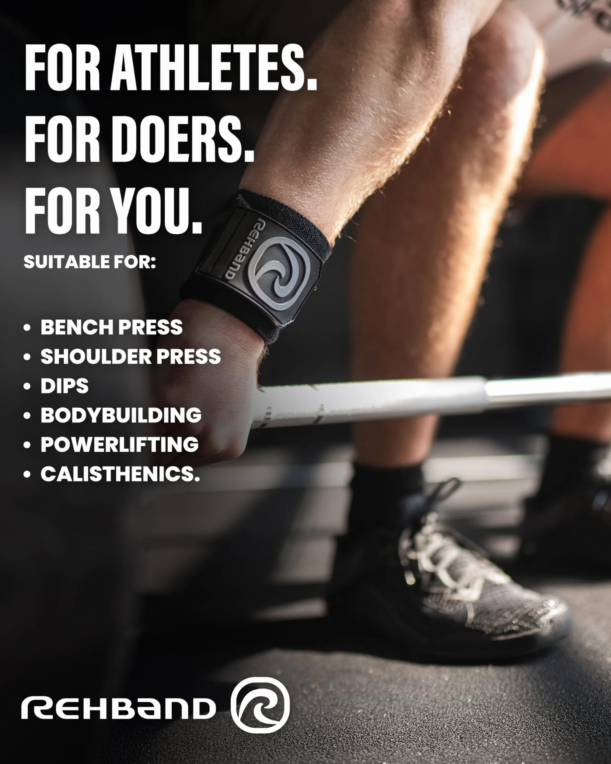 Rehband Protège Poignet, Support Poignet, Crossfit, 1 Paire Unisexe, Carbon/Noir, Taille Unique