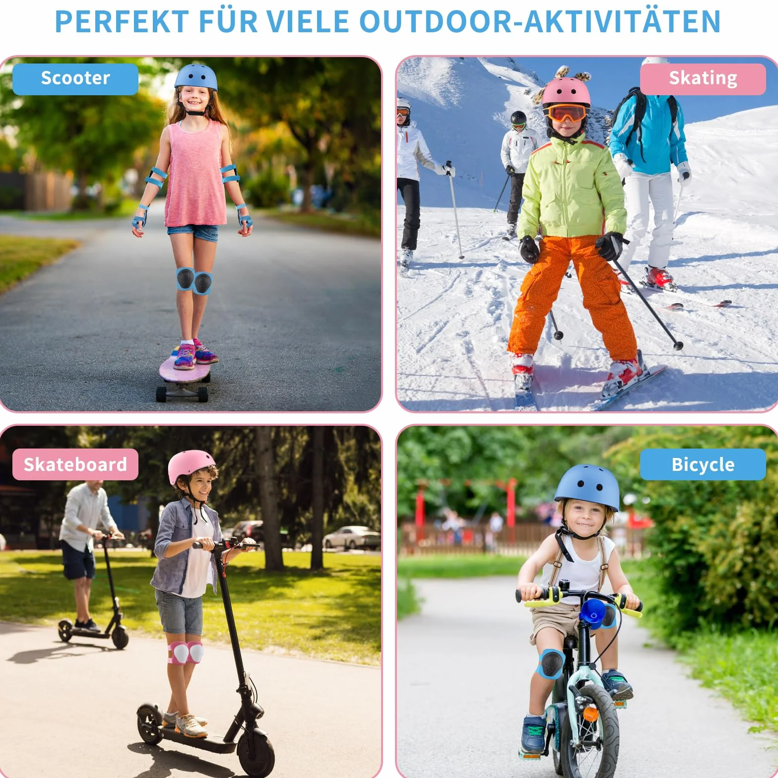 ZWOOS Protection Roller Enfants, Protections Coude Genoux Enfants, Protection Enfant Roller pour Skateboard, Vélo, Trottinette 3-10 Ans (Rose)