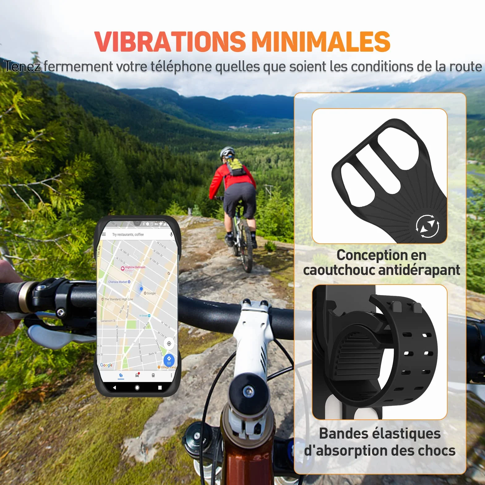 Support Téléphone Vélo Moto 360° Rotation Universel 4.5-7 Pouces Smartphones