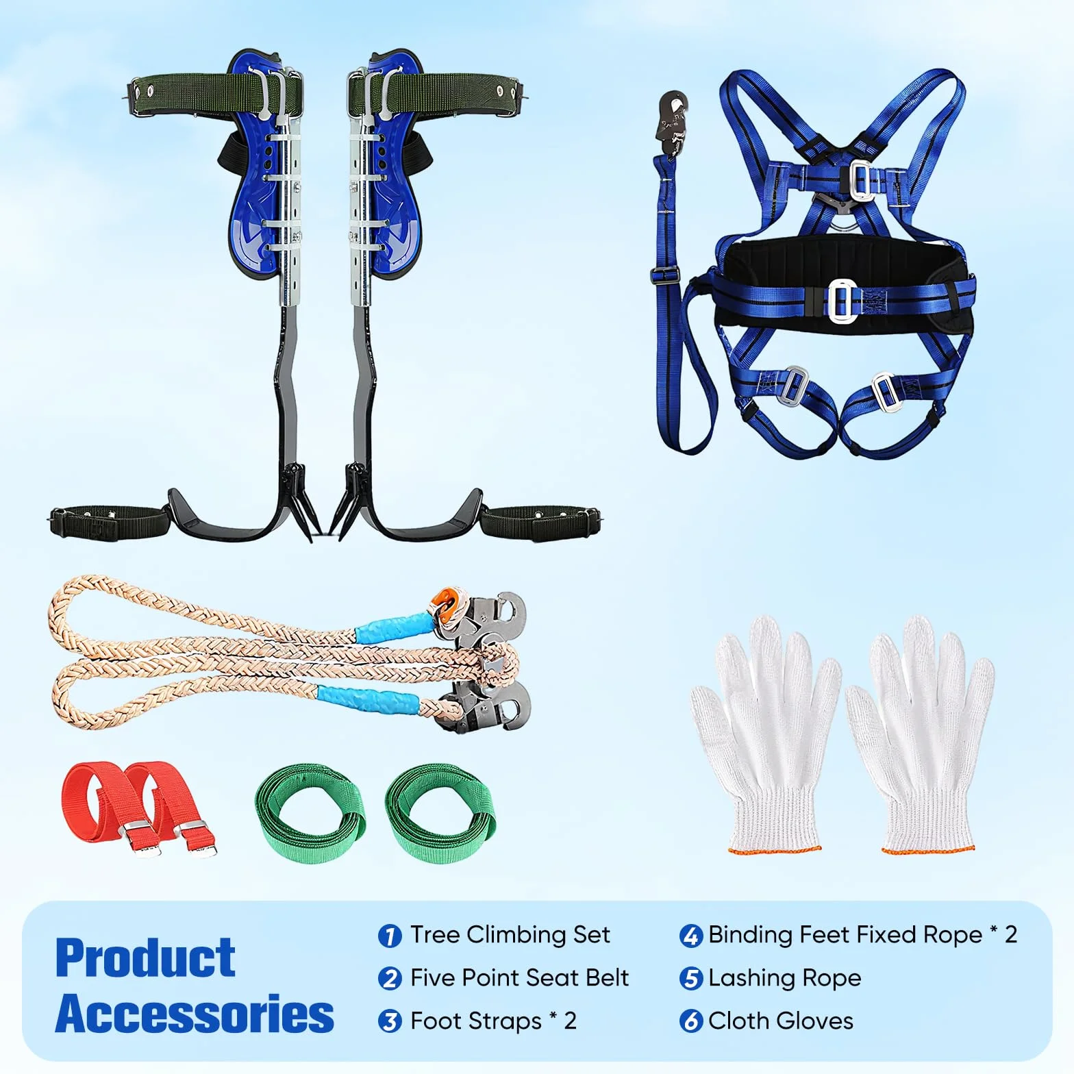 Ensemble de crampons d'escalade avec harnais de sécurité 150 kg pour arboriculteurs sauvetage