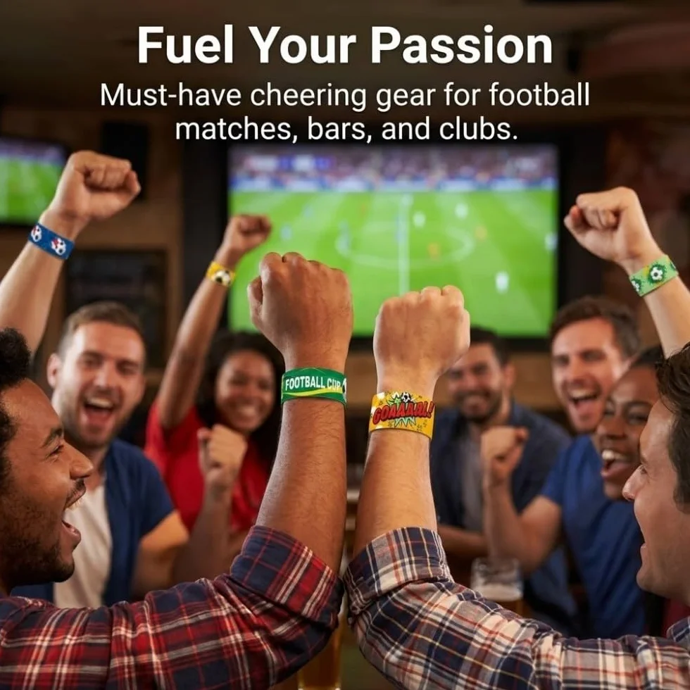 Lot de 12 Bracelet Claquant Football, Accessoires de Supporter pour Stade, Décoration de Fête pour Adultes
