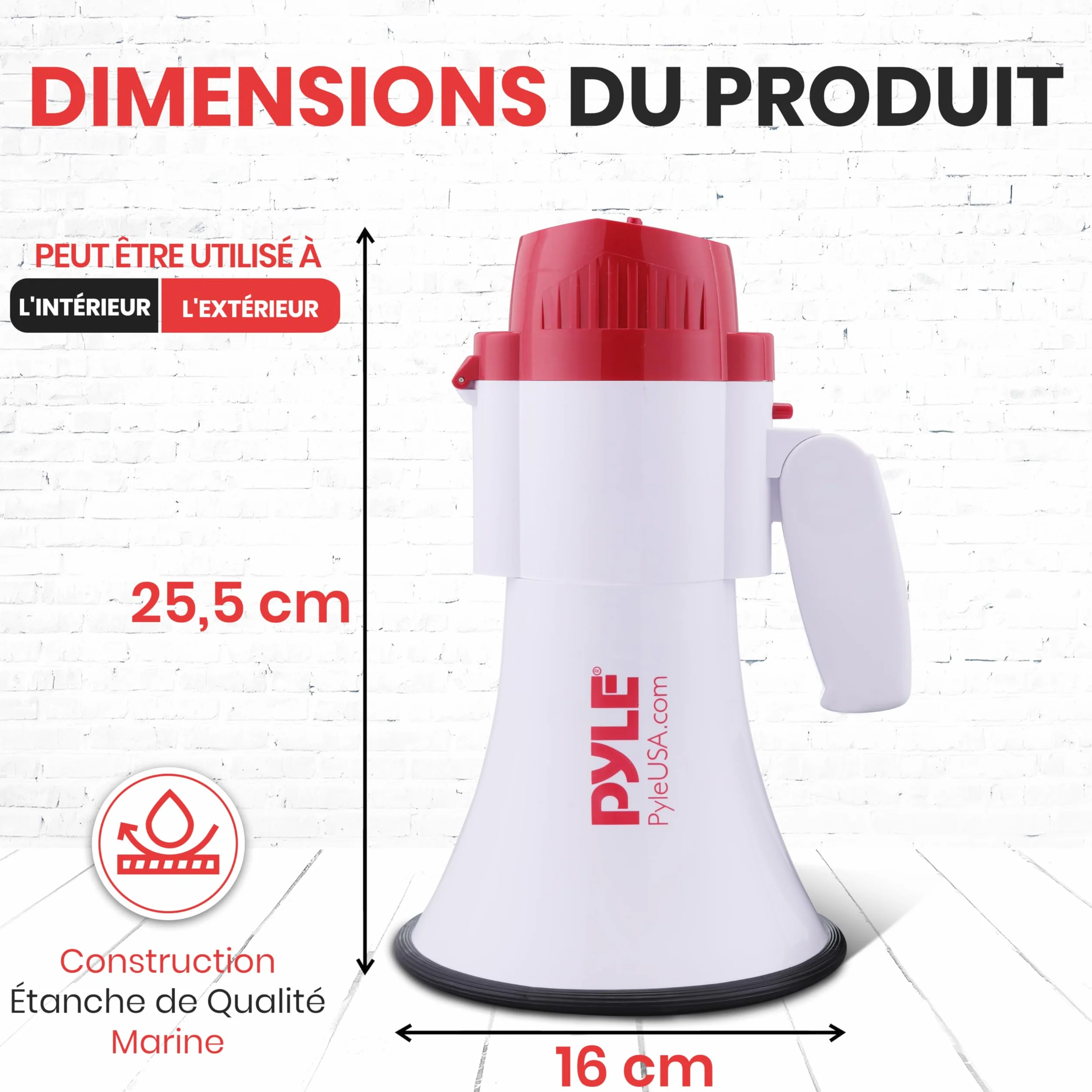 Pyle Mégaphone Porte-Voix 30W avec Sirène et Enregistrement – Haut-Parleur PA Portatif, Portée 731m