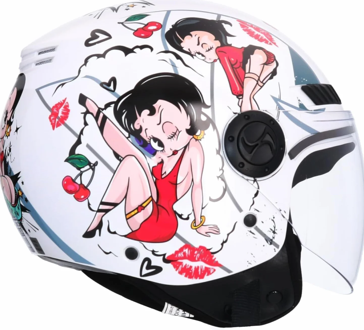 Casque Moto Shiro BYUP ECE La Betty Blanc Taille S (55/56) pour Homme Femme