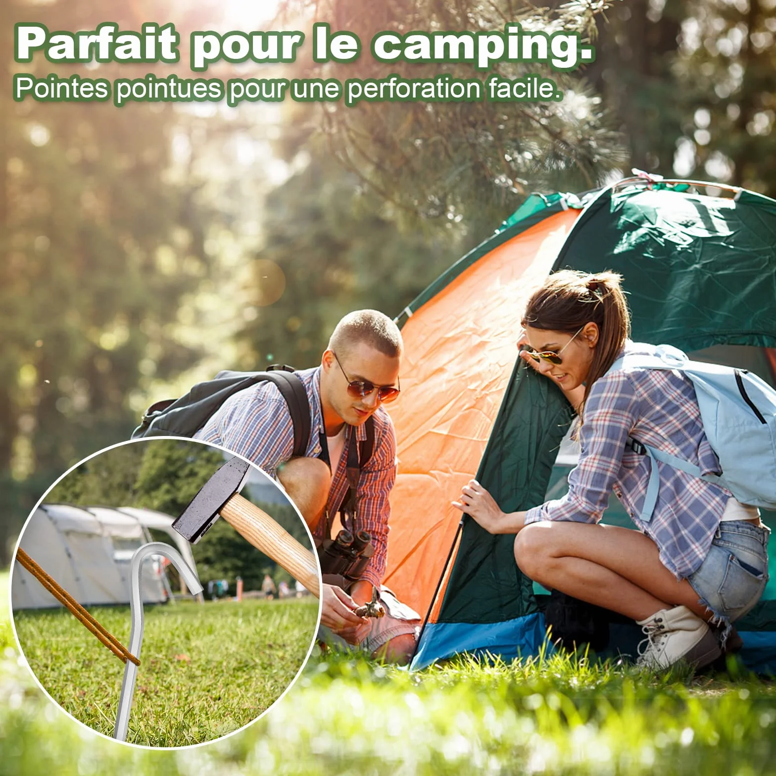 Lot de 12 Piquets de Tente 18 cm en Alliage d'Aluminium pour Camping Extérieur