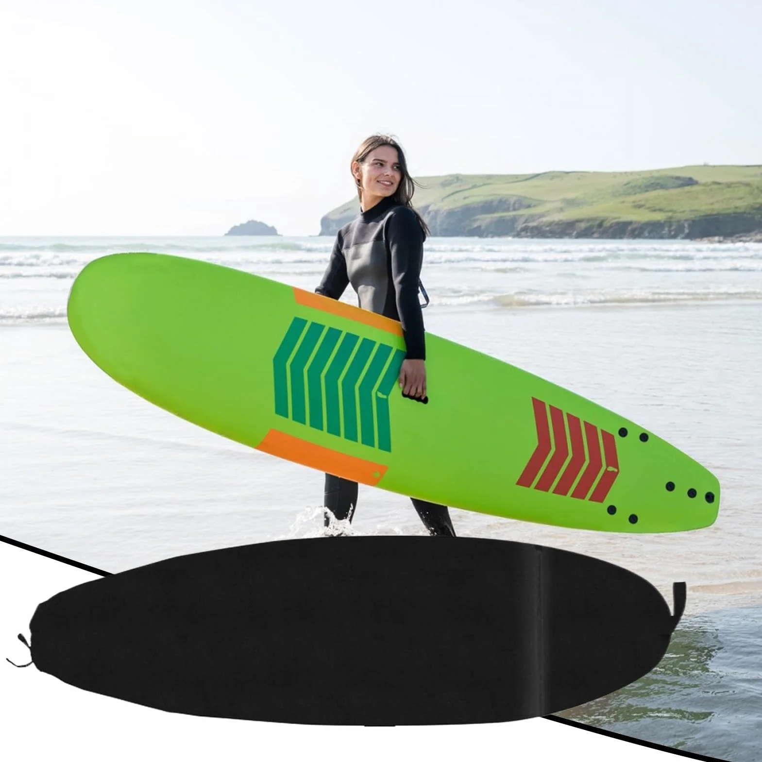 Housse de surf Sac de transport avec cordon de serrage pour bodyboard et planche de surf protection rangement sports nautiques