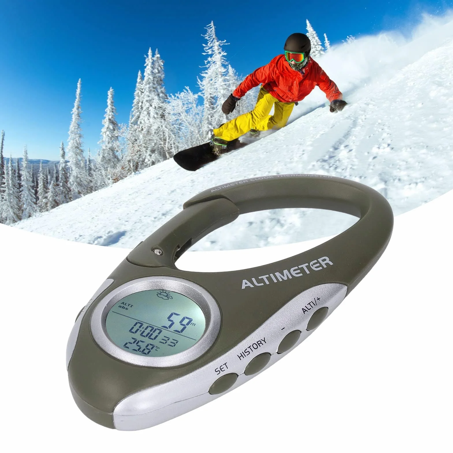 Altimètre Numérique Portable avec Boussole et Rétroéclairage