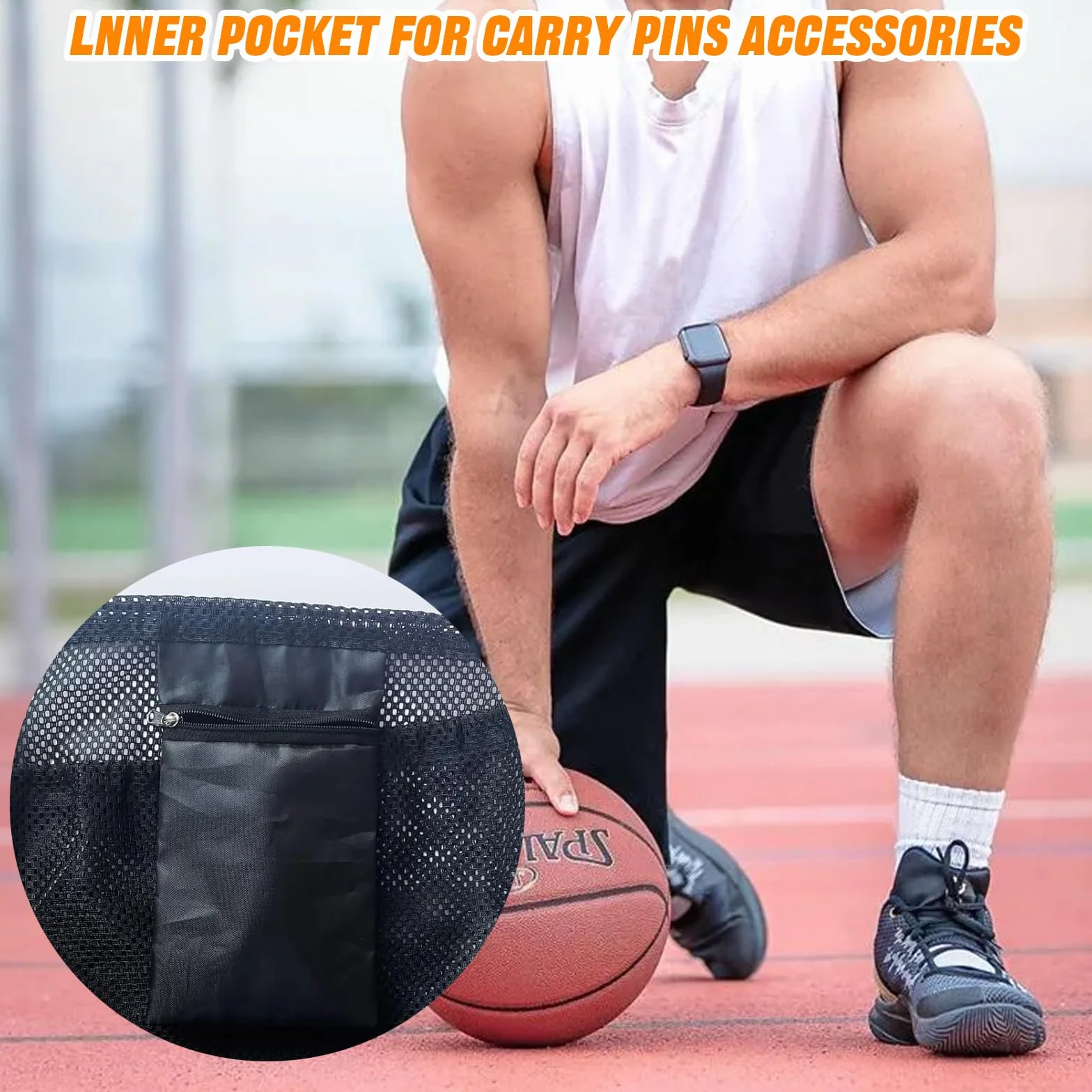 Sac à Dos Filet Portable pour Ballons Basket-ball Football Tennis Enfants Adultes