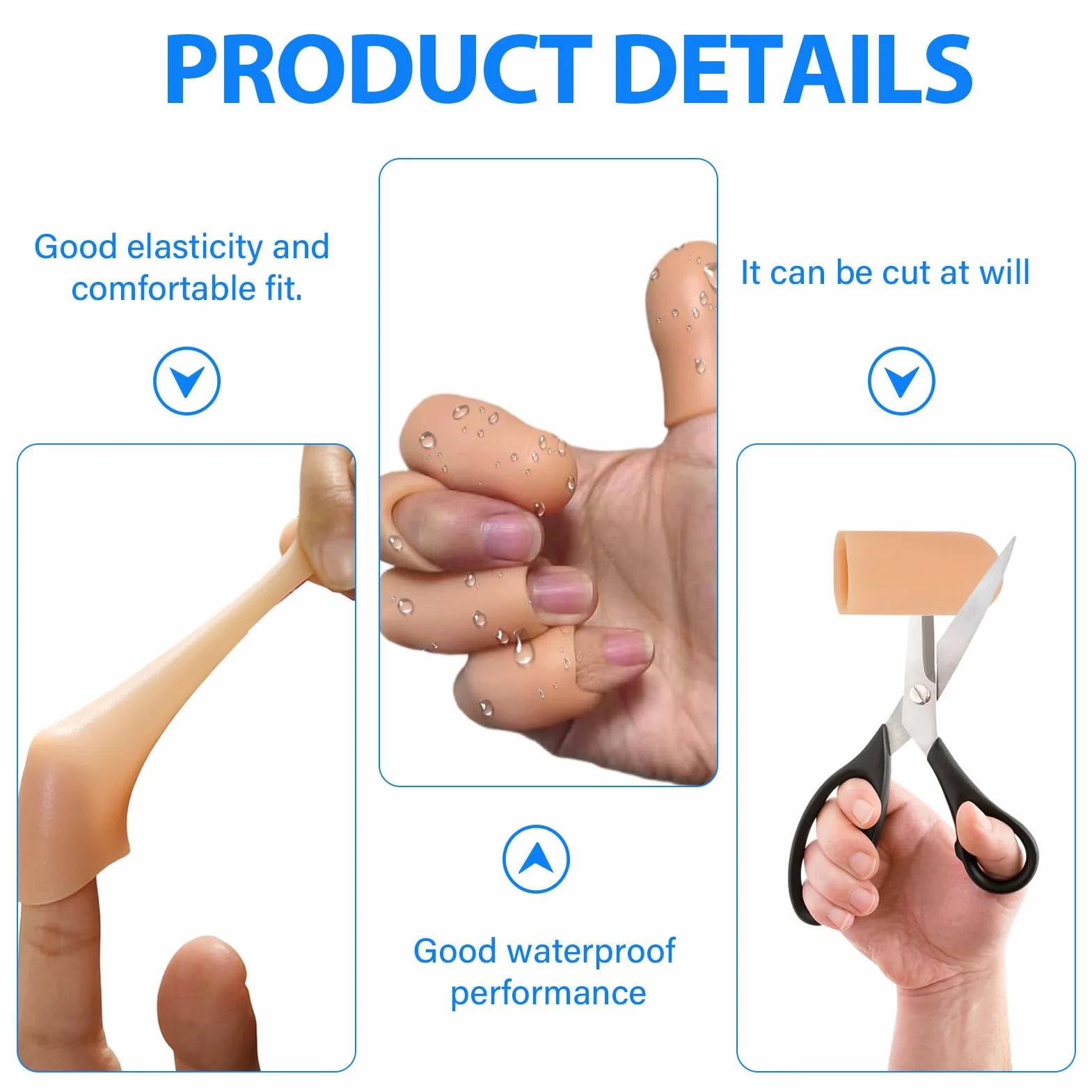 Protège-Doigts en Silicone 12 PCS, Pansements Doigts Imperméables, Protection du Bout des Doigts, Couleur Chair