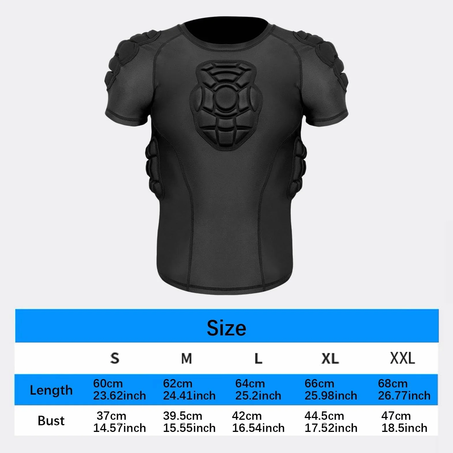 Milageto T-Shirt de Protection rembourré pour Homme, Haut léger pour Rugby et Plein air