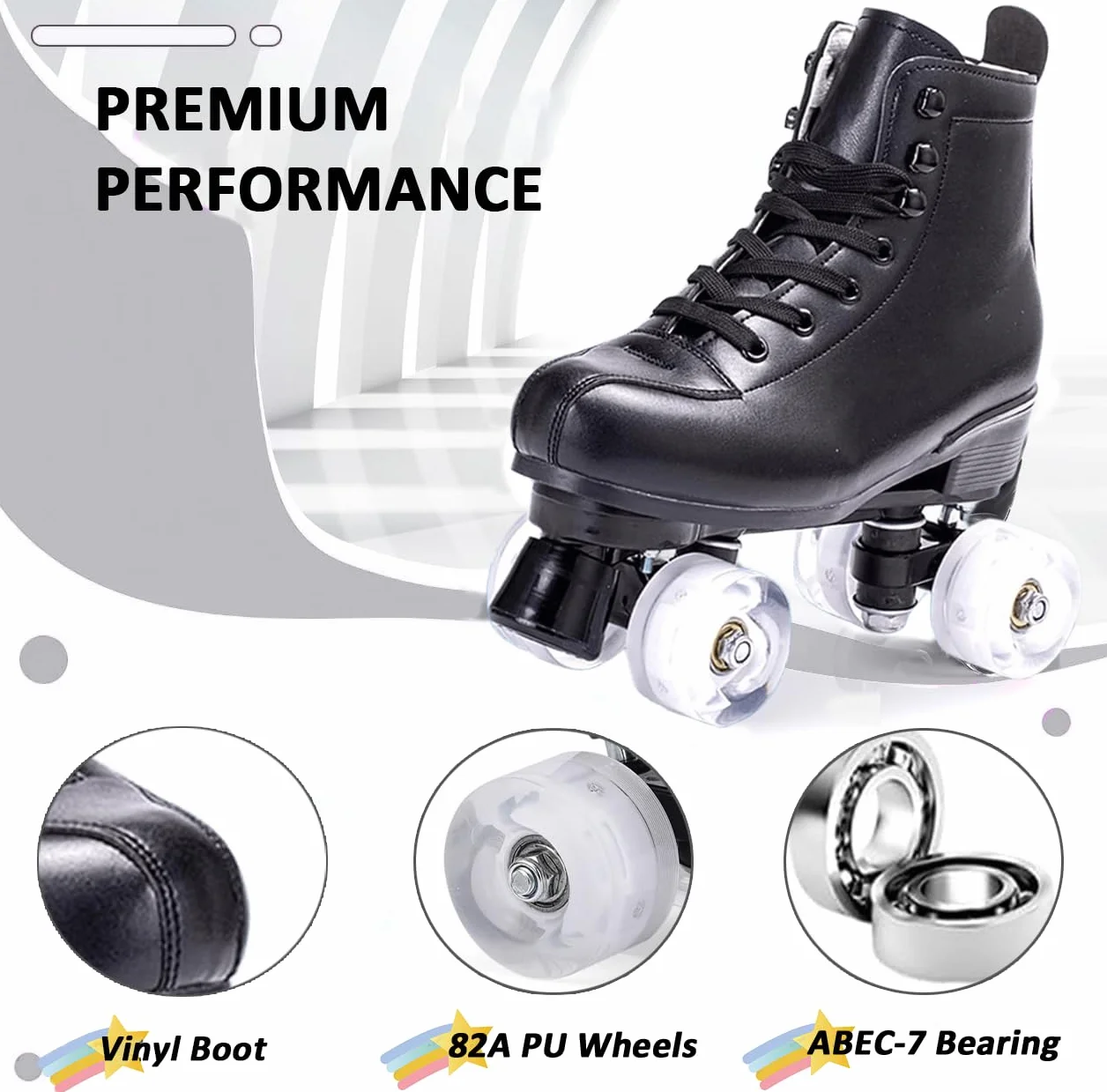 ERNAN Patins à roulettes 4 Roues, Rollers parallèles Lumineux, Taille 35-43 pour Adultes Enfants Débutants