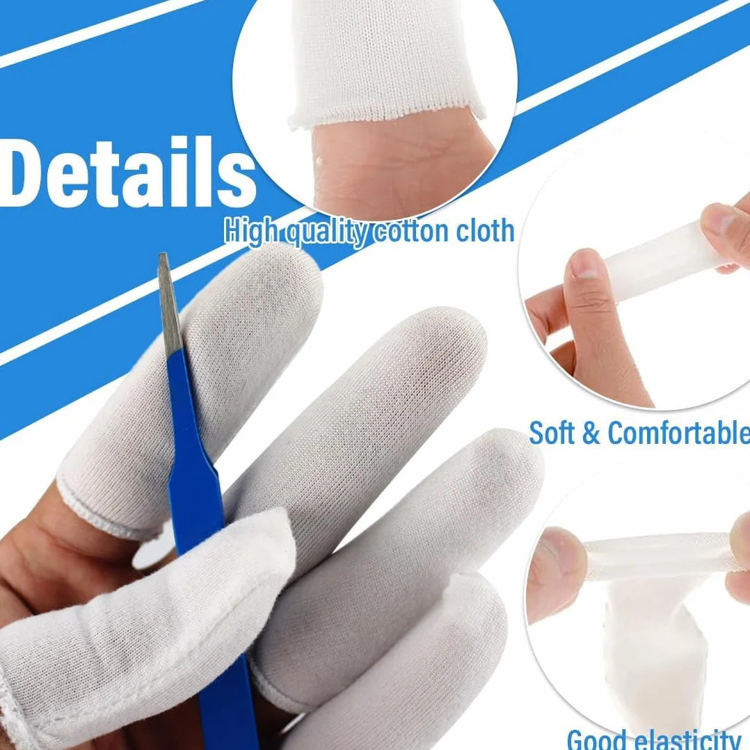 WeddHuis Lot de 50 Doigtiers Protège Doigt en Coton – Protection Doigt Main Respirante pour Eczéma et Arthrite