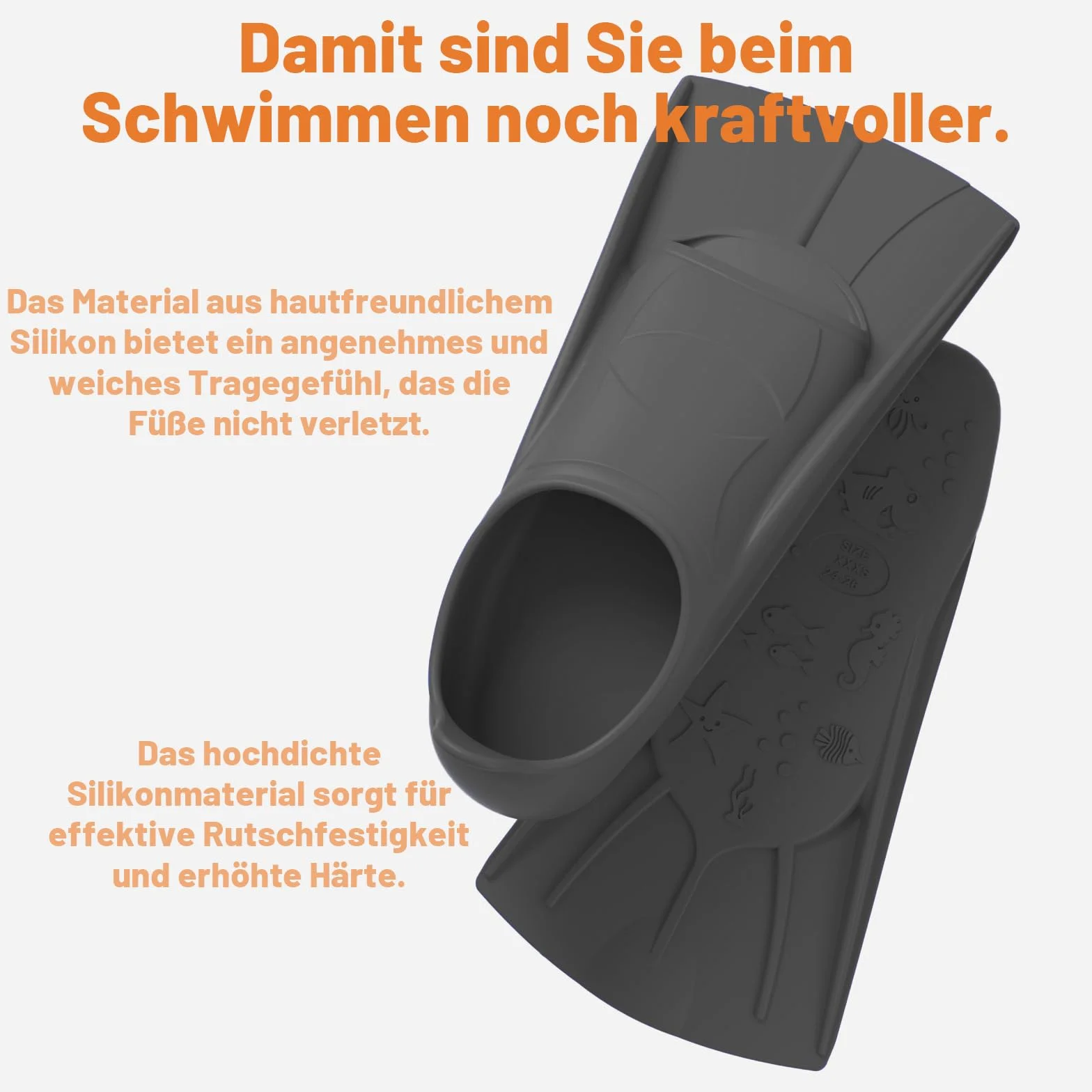 Palmes de Natation en Silicone pour Enfants et Adultes, Courtes et Confortables