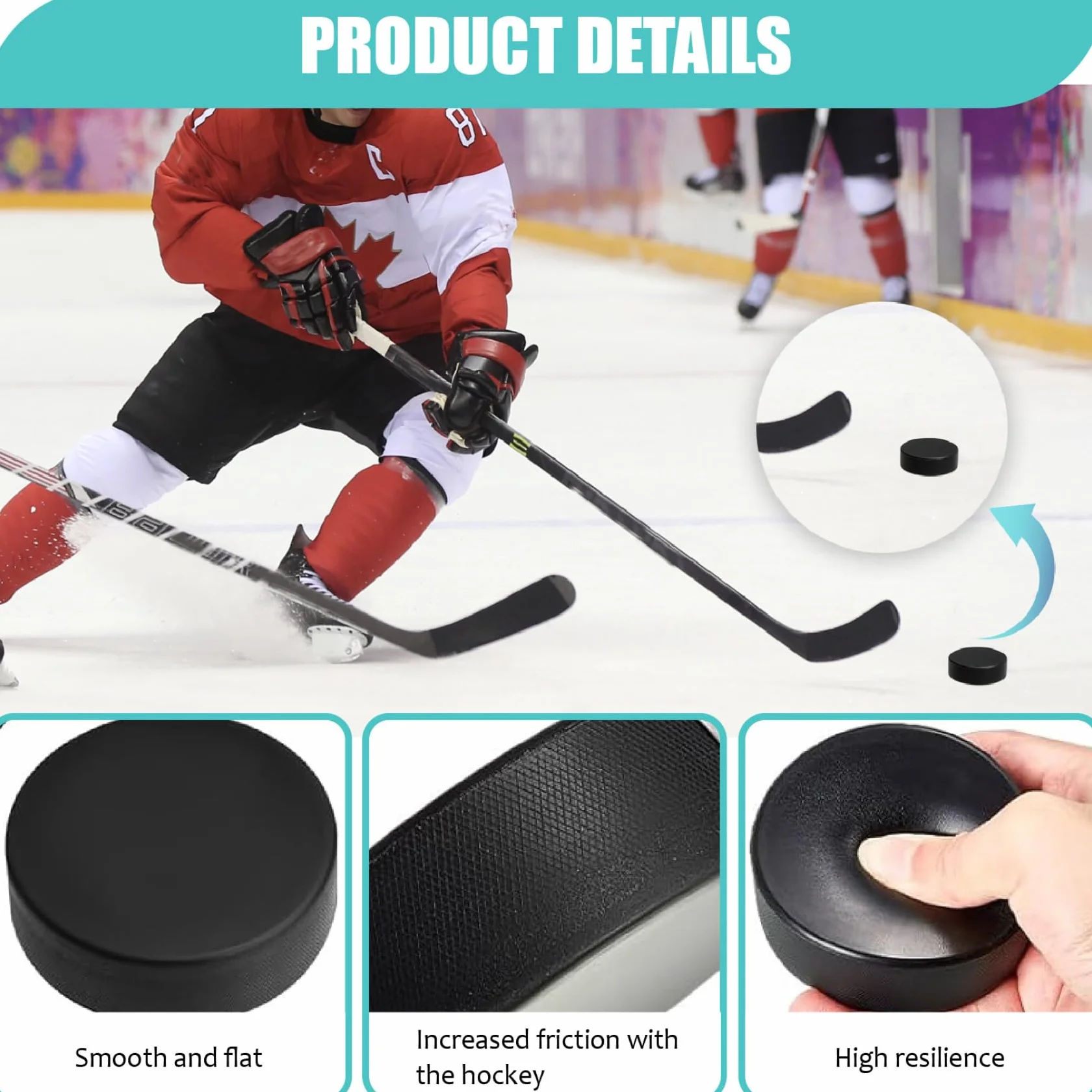 Palets de hockey sur glace en mousse noirs lot de 4 pour entraînement intérieur