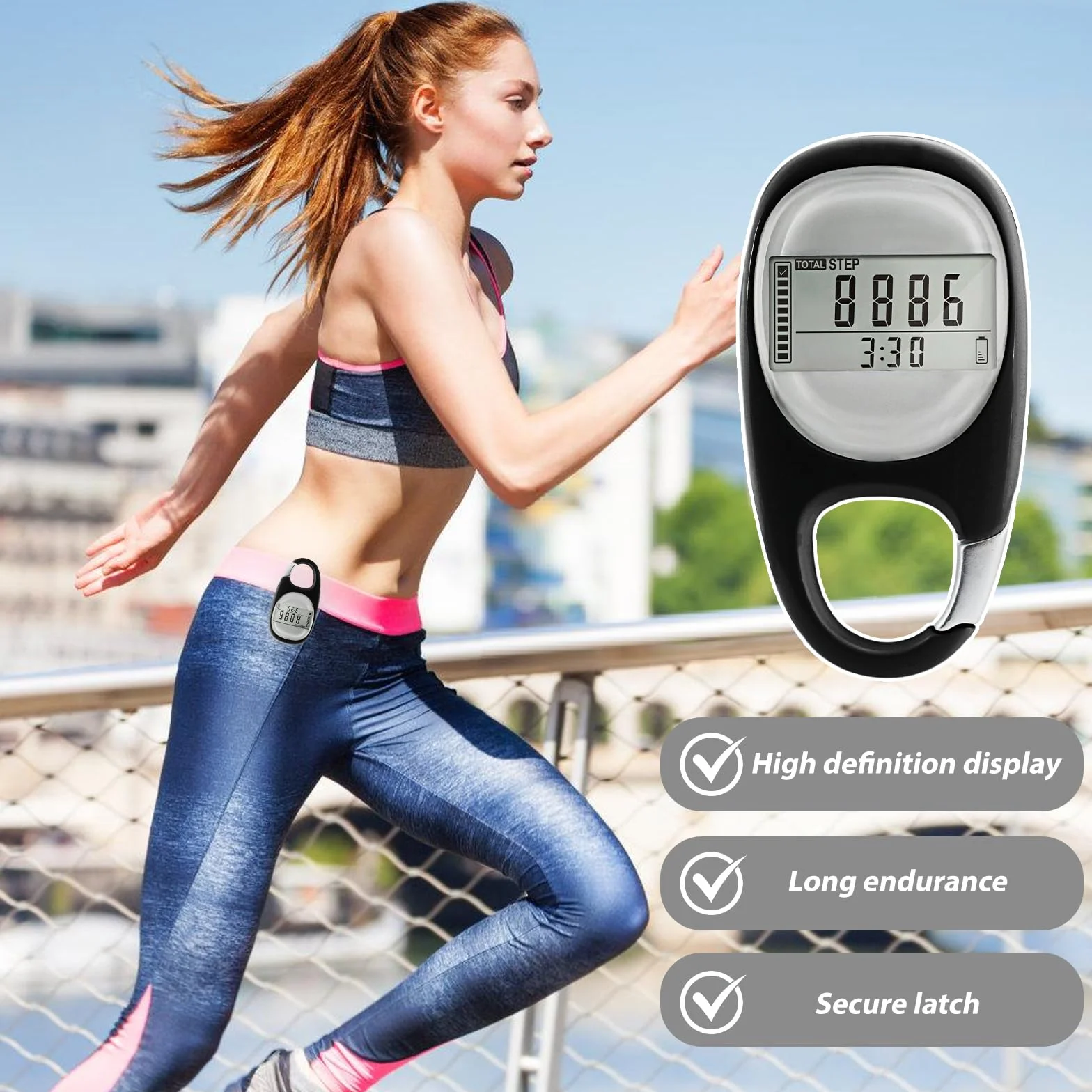 Podomètre 3D Numérique Portable avec Clip - Compteur de Calories Précis
