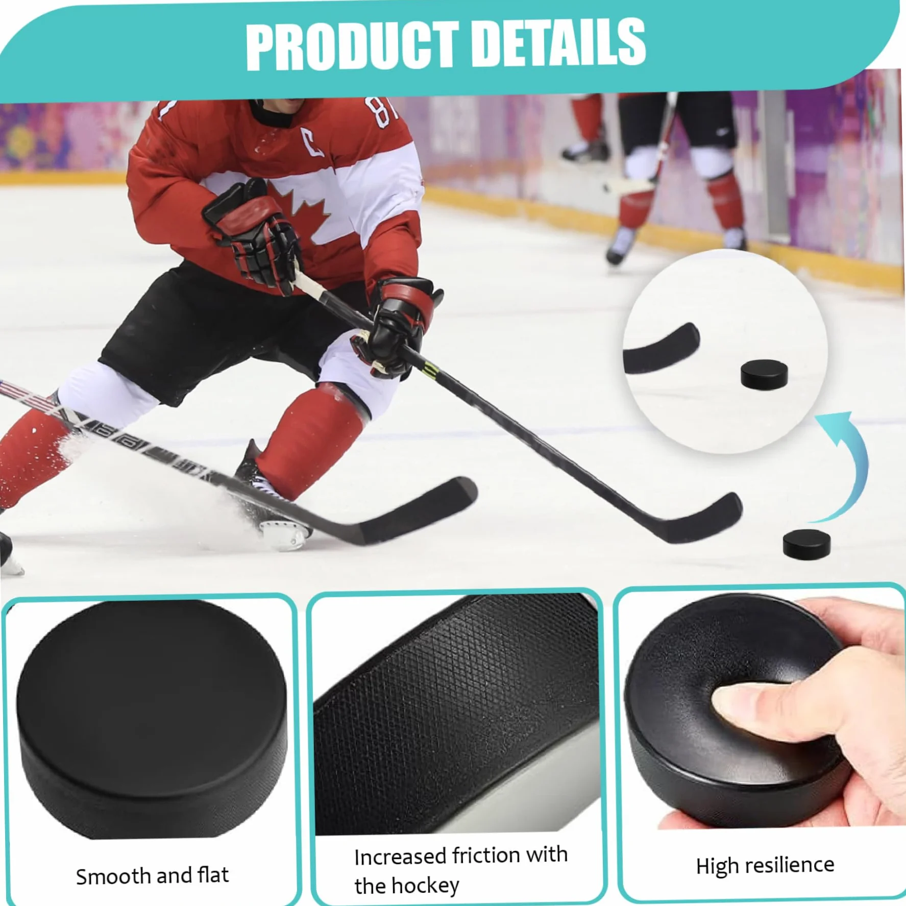 NIDONE Foam Ice Hockey Pucks 4pcs Hockey de Glace Résistant aux Usures Léger Entraînement Intérieur