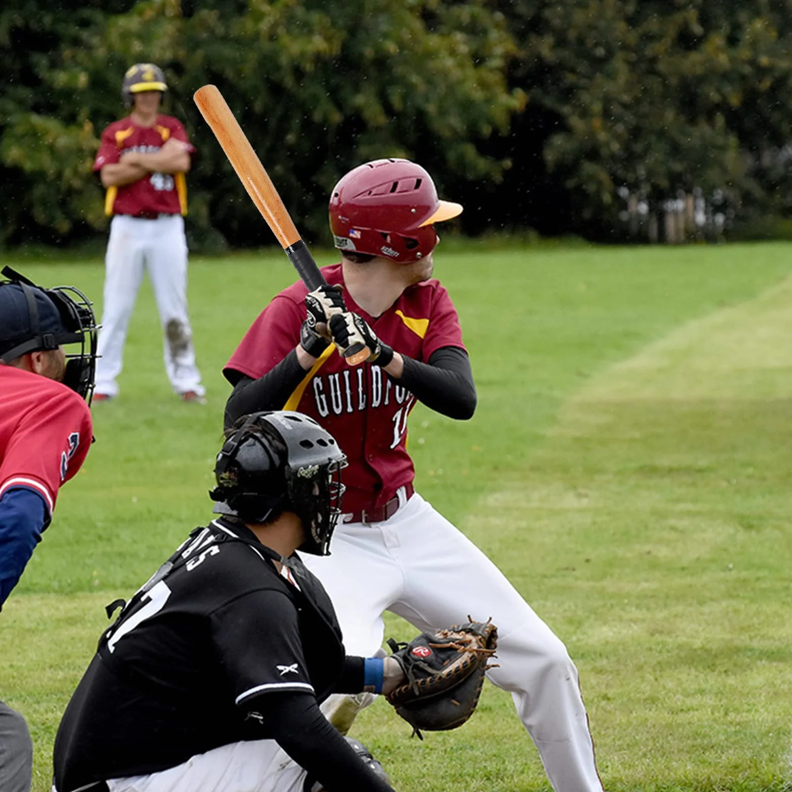 Batte de Baseball en Bois Chêne avec Bande Antidépante 54cm 64cm 74cm 84cm