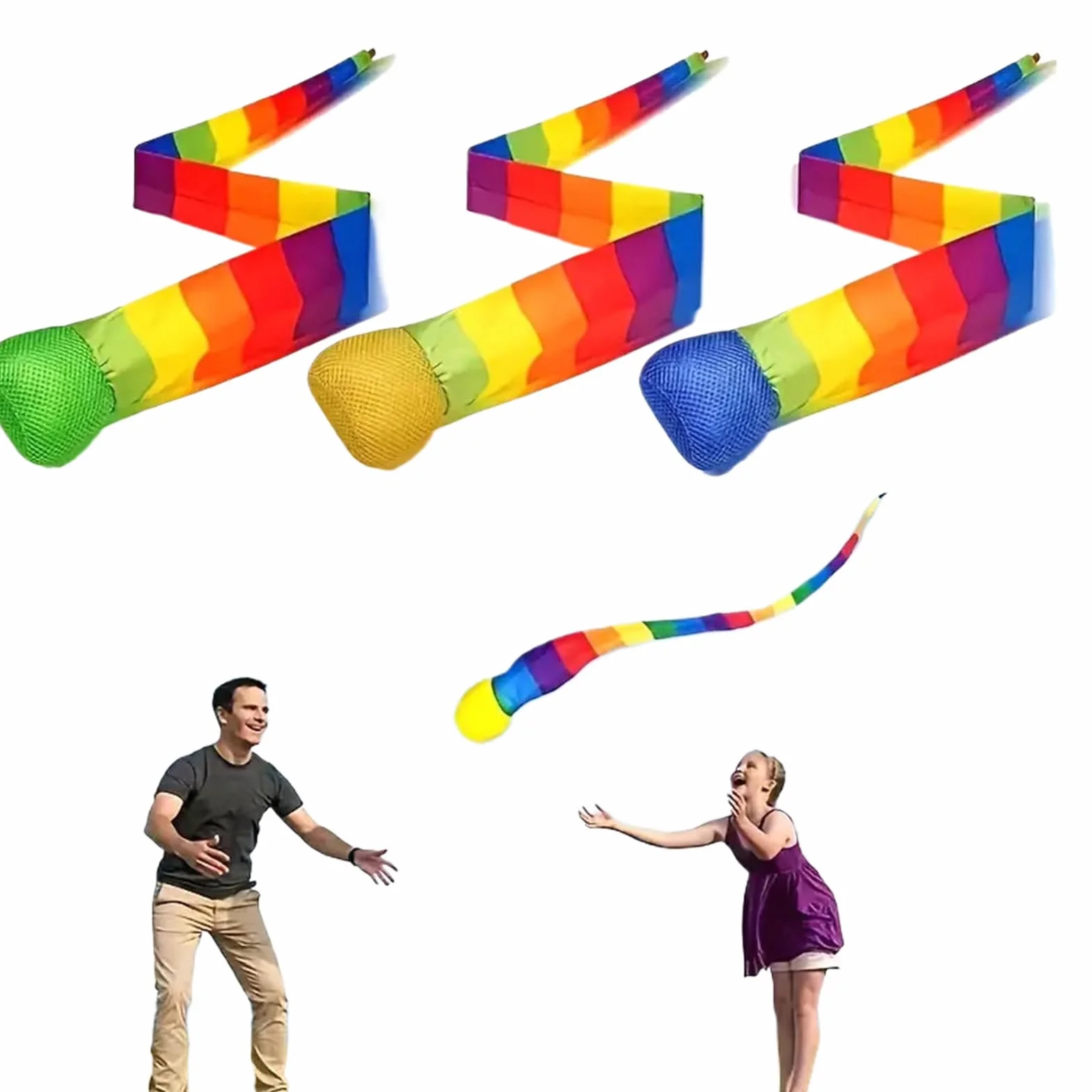 Ballon de Lancer et Rattrapage Balles d'Entraînement avec Queue Arc-en-Ciel Jeu de Lancer et Attraper pour Adultes Intérieur Extérieur