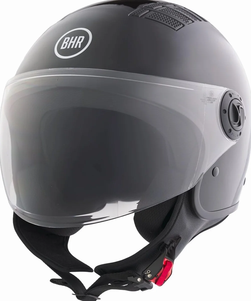 Casque Demi-Jet BHR 834 Flow Moto ECE 22.06 Noir Métallisé M