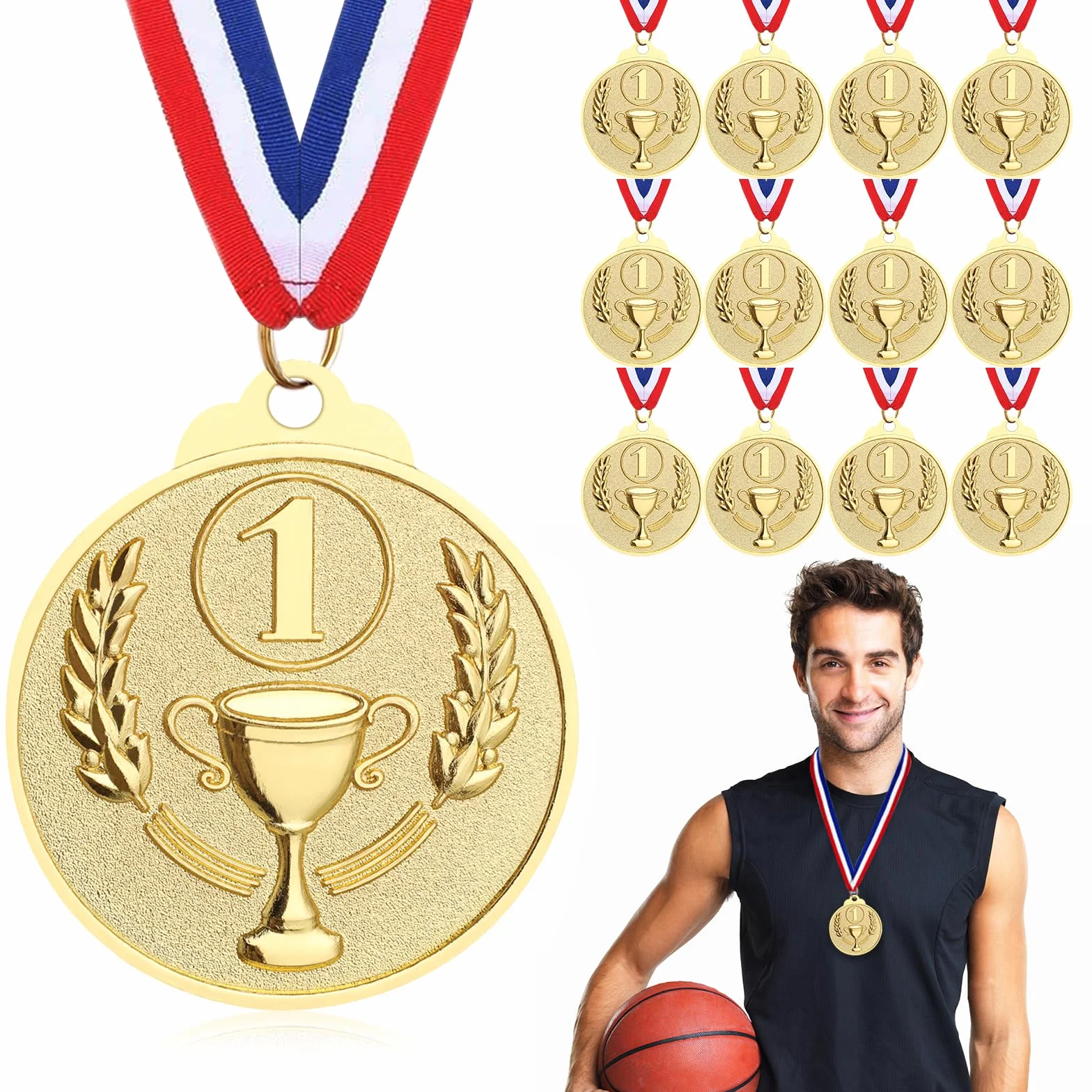 Médailles Métal Diamètre 5 cm avec Collier pour Enfants Compétition Sports Jeux