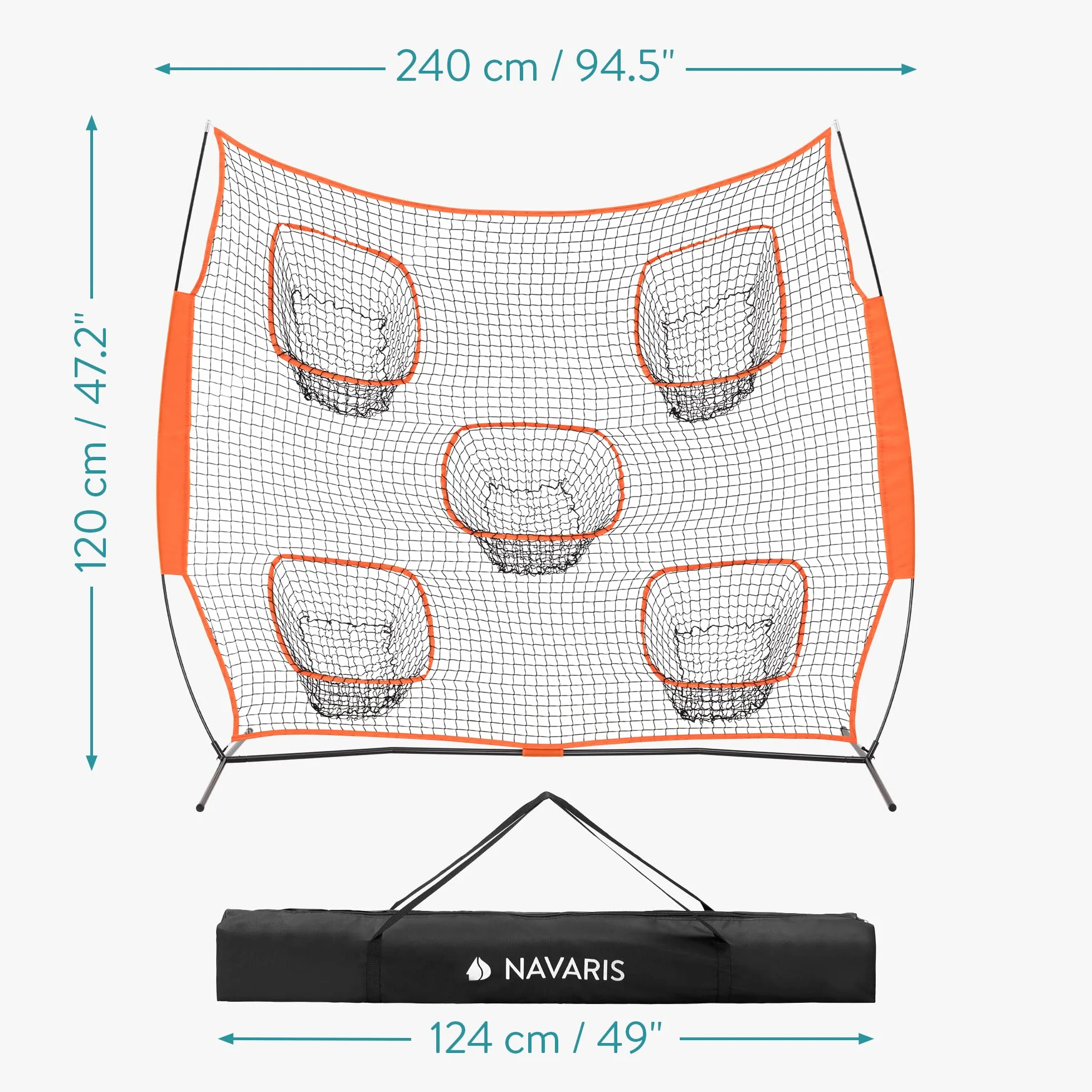 Navaris Filet d'entrainement Pliable 2,4x2,4m - Cage Foot Football Américain Handball avec Sac de Transport